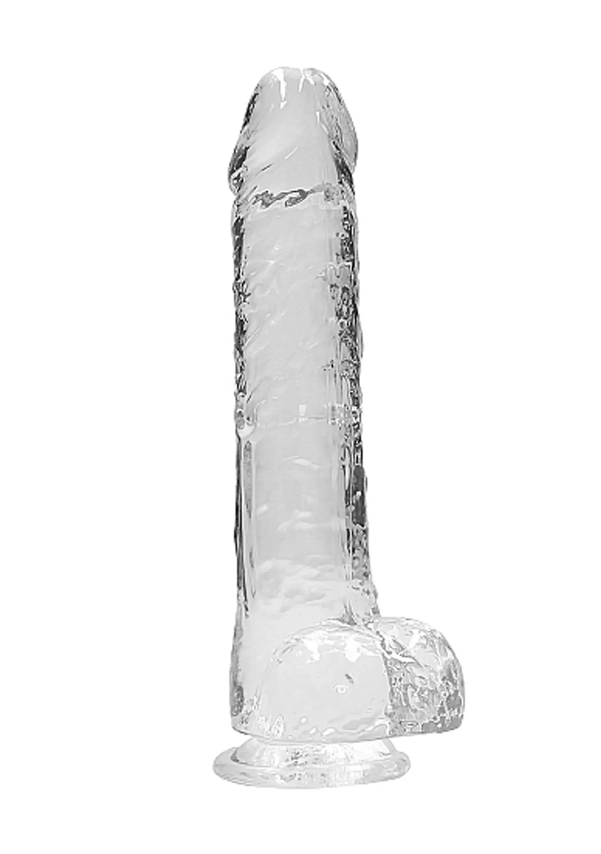 REALROCK 9IN REALISTIC DILDO W/ BALLS CRYSTAL CLEAR SHOTS AMERICA