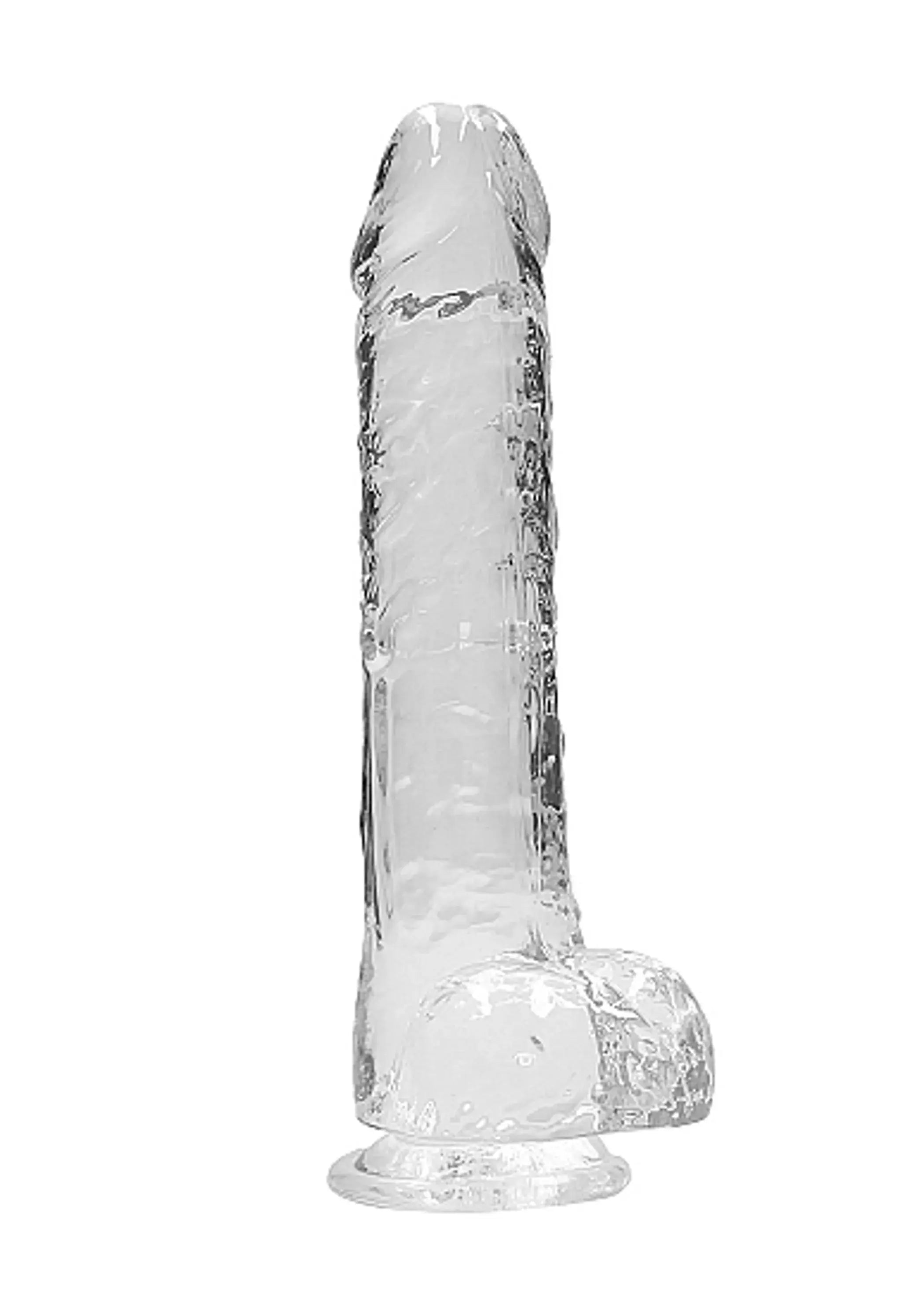REALROCK 9IN REALISTIC DILDO W/ BALLS CRYSTAL CLEAR SHOTS AMERICA