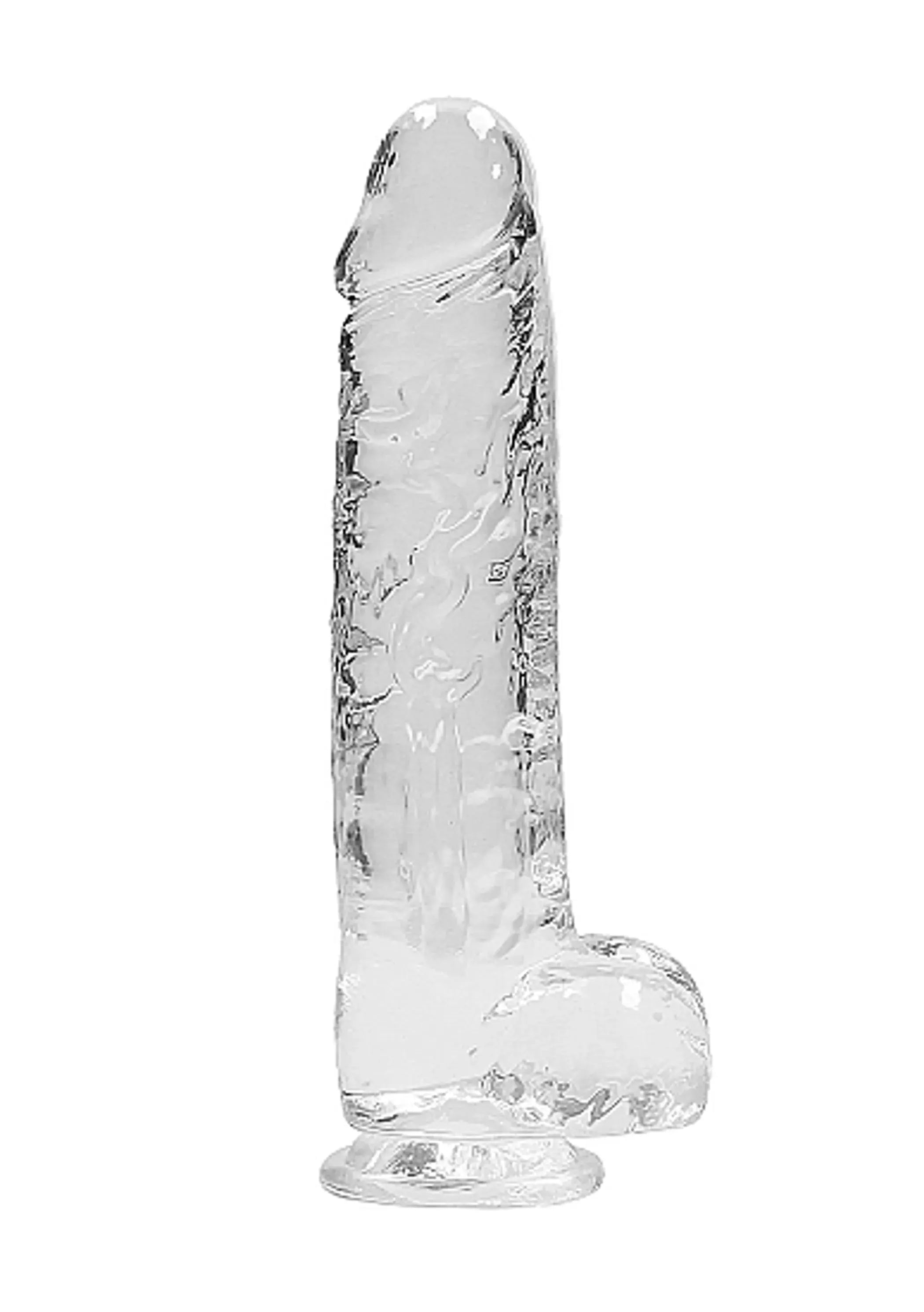 REALROCK 9IN REALISTIC DILDO W/ BALLS CRYSTAL CLEAR SHOTS AMERICA