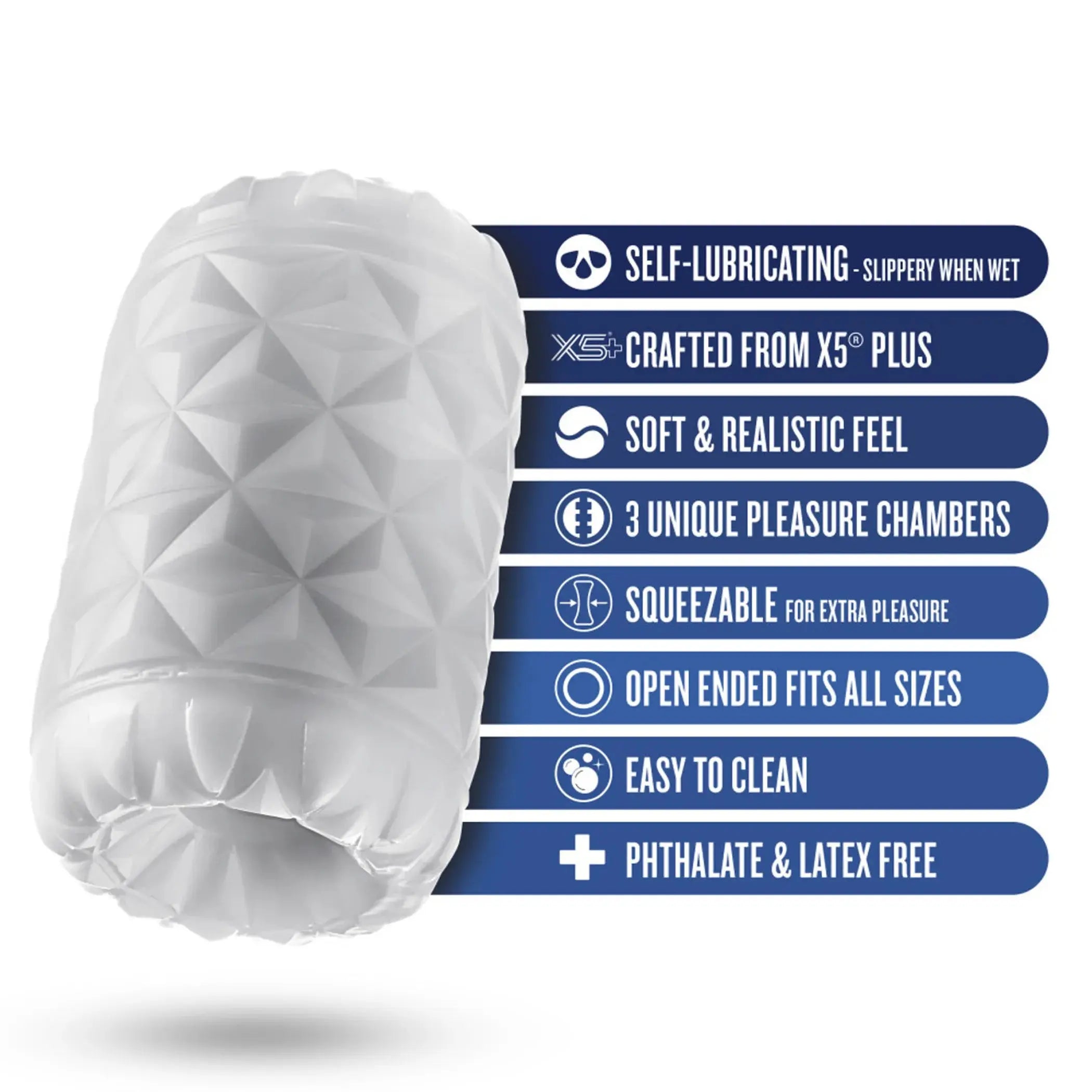 RIZE REAKT SELF LUBRICATING STROKER WHITE Blush Novelties