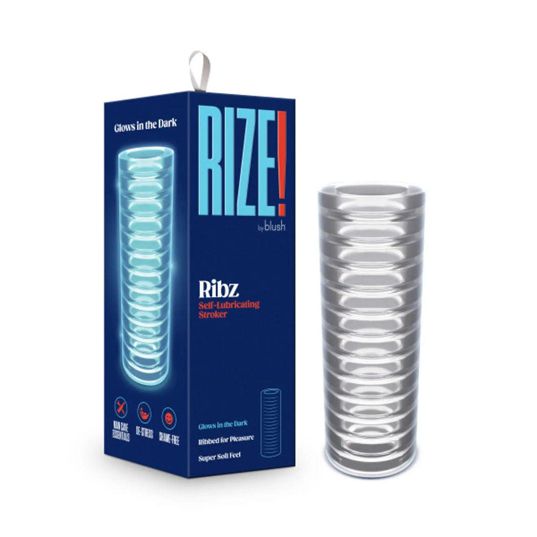 RIZE RIBZ GLOW IN THE DARK SELF LUBRICATING STROKER CLEAR Blush Novelties