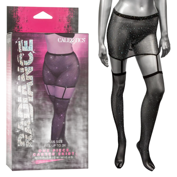 RADIANCE PLUS SIZE 1PC GARTER SKIRT W/ THIGH HIGHS California Exotic Novelties