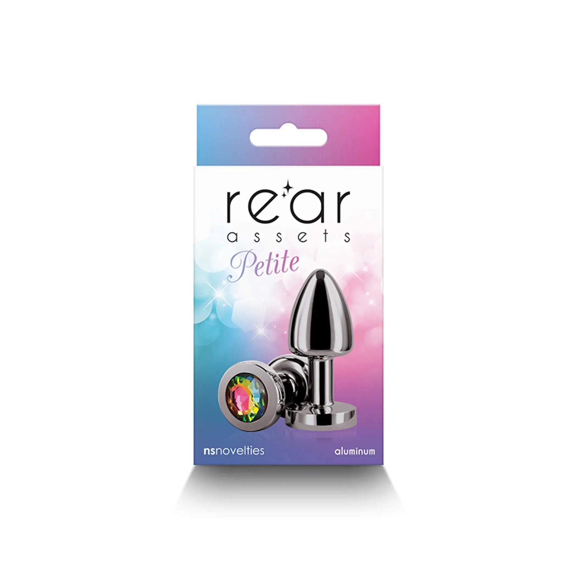 Rear Assets Petite Gunmetal Rainbow Butt Plug NS Novelties
