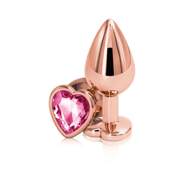 Rear Assets Rose Gold Heart Medium Pink Butt Plug NS Novelties