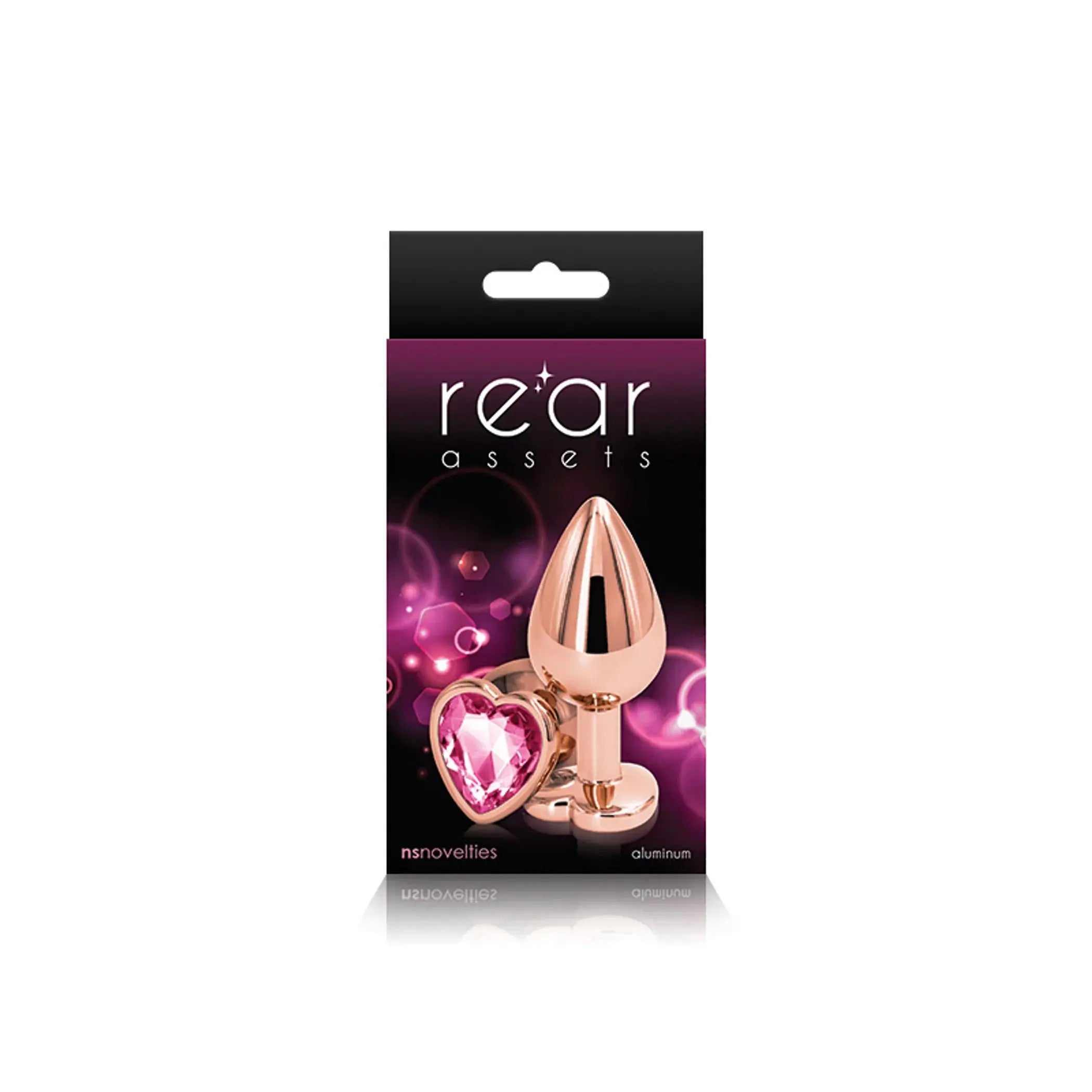 Rear Assets Rose Gold Heart Medium Pink Butt Plug NS Novelties