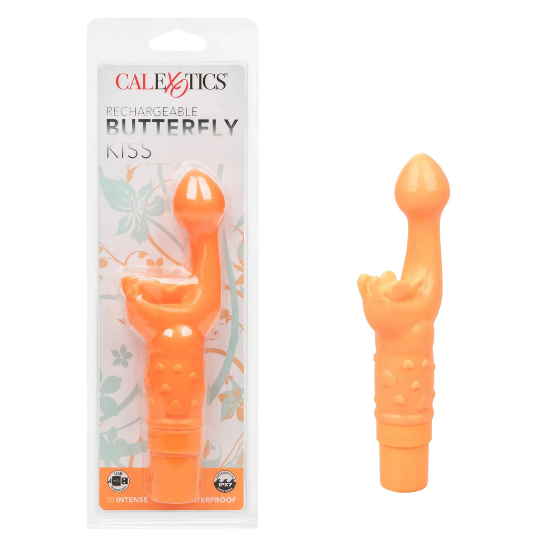 Rechargeable Butterfly Kiss Vibrator in Orange California Exotic Novelties