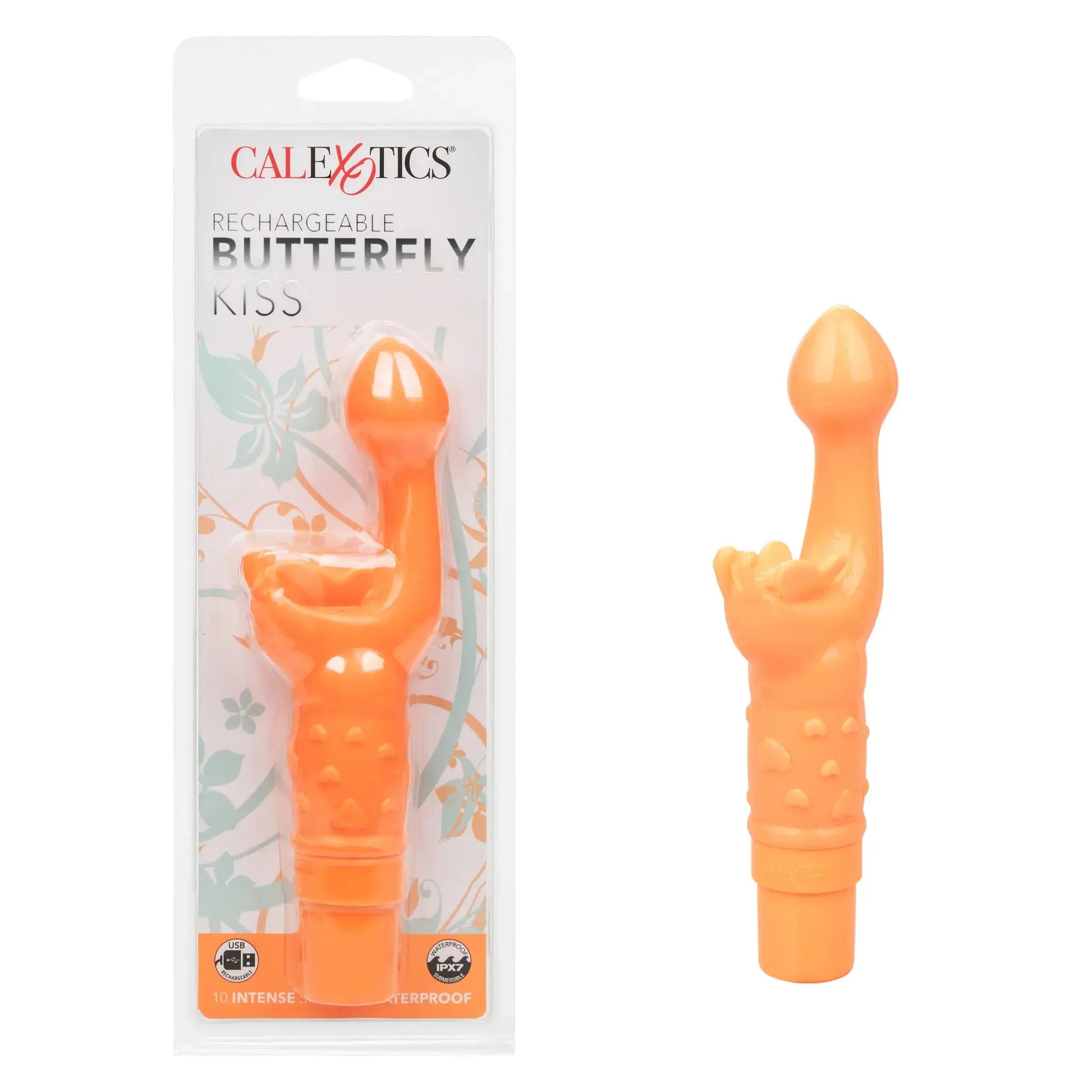 Rechargeable Butterfly Kiss Vibrator in Orange California Exotic Novelties