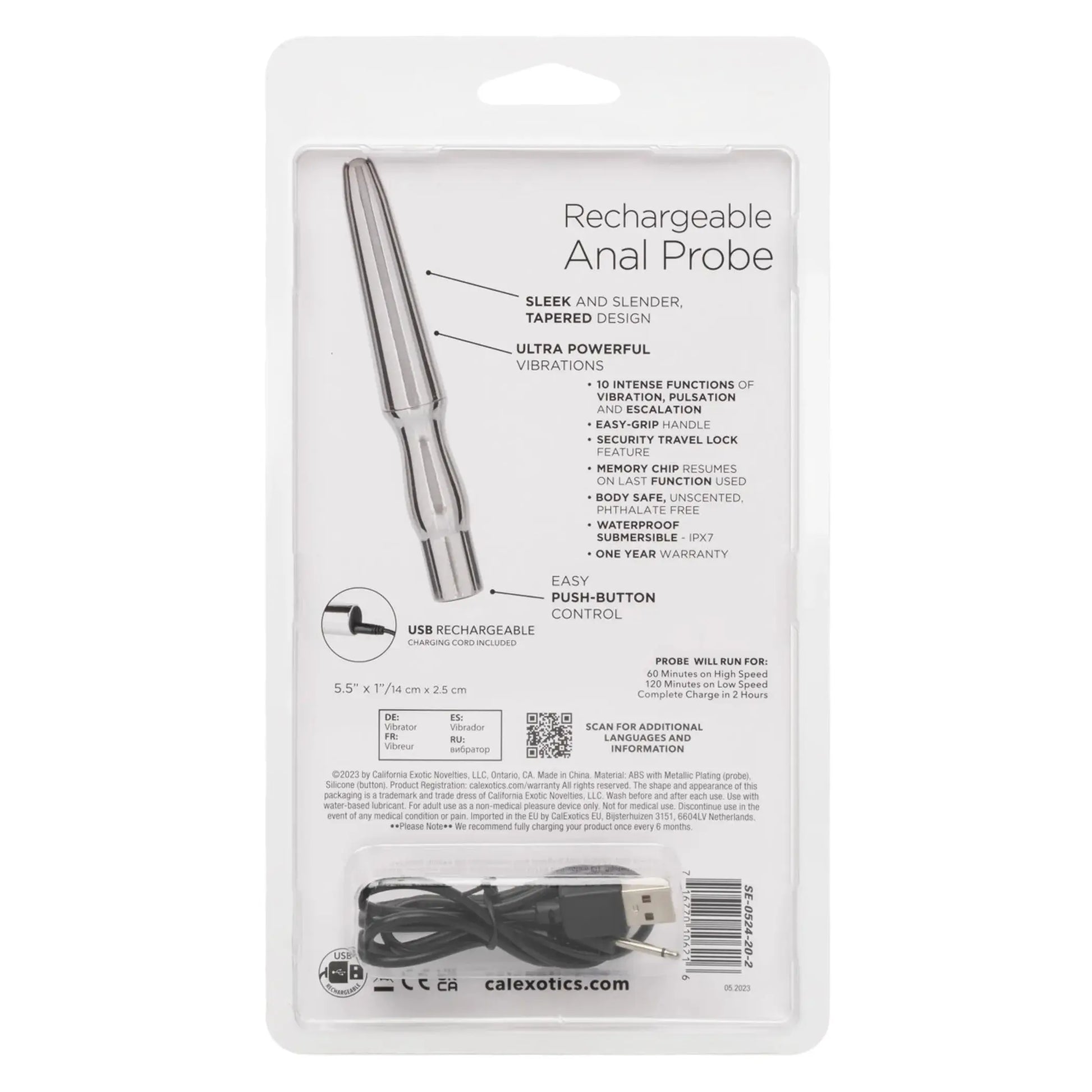 Rechargeable Silver Anal Probe California Exotic Novelties