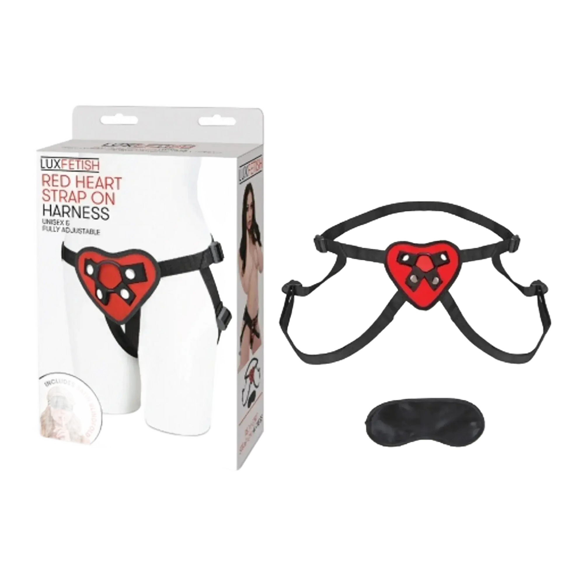 LUX FETISH RED HEART STRAP ON HARNESS Electric / Hustler Lingerie