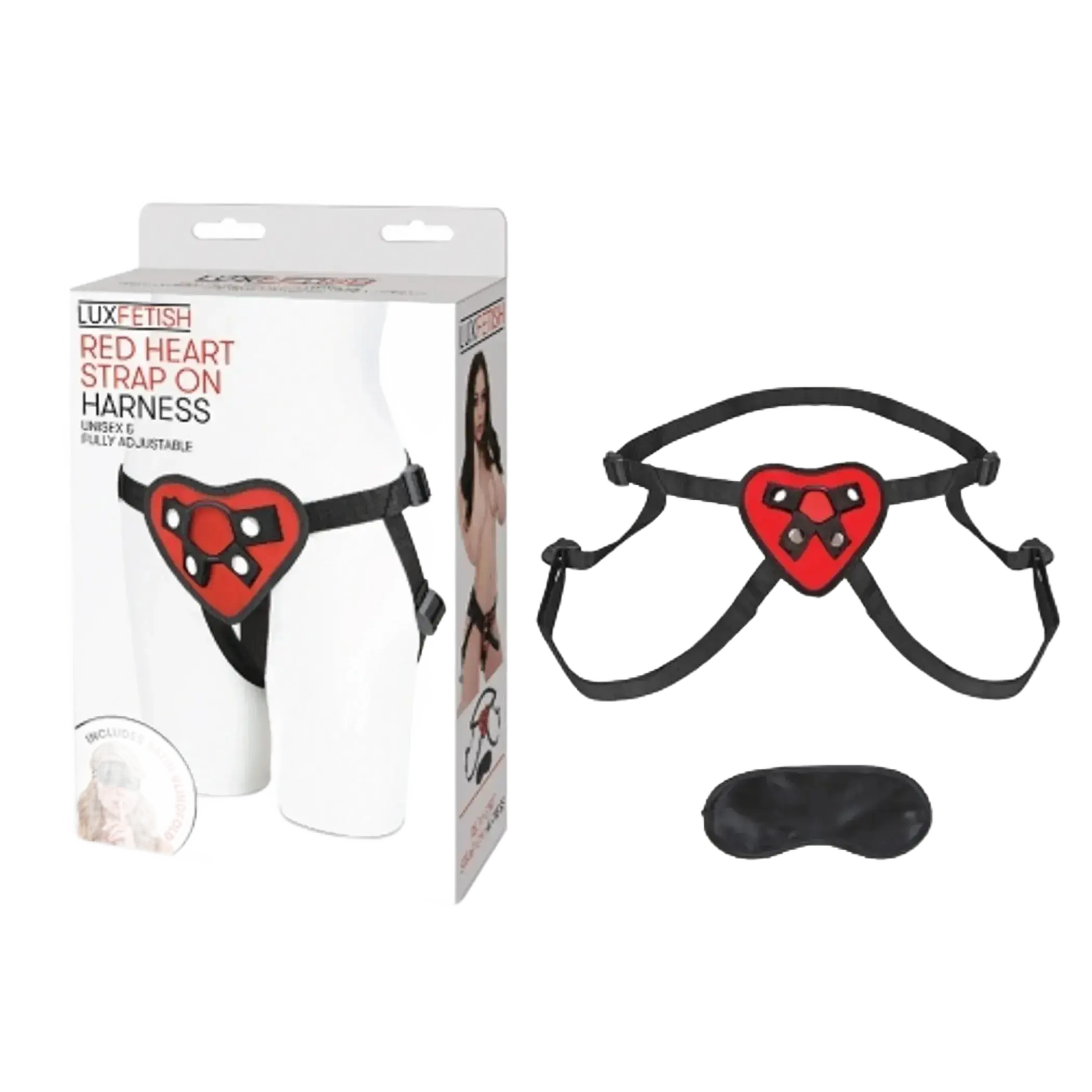 LUX FETISH RED HEART STRAP ON HARNESS Electric / Hustler Lingerie