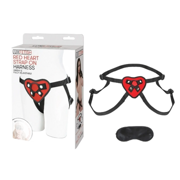 LUX FETISH RED HEART STRAP ON HARNESS Electric / Hustler Lingerie