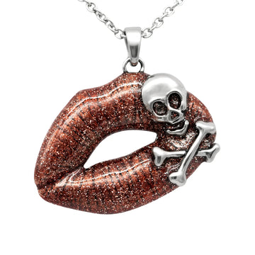 Red Lips Skull Necklace Controse