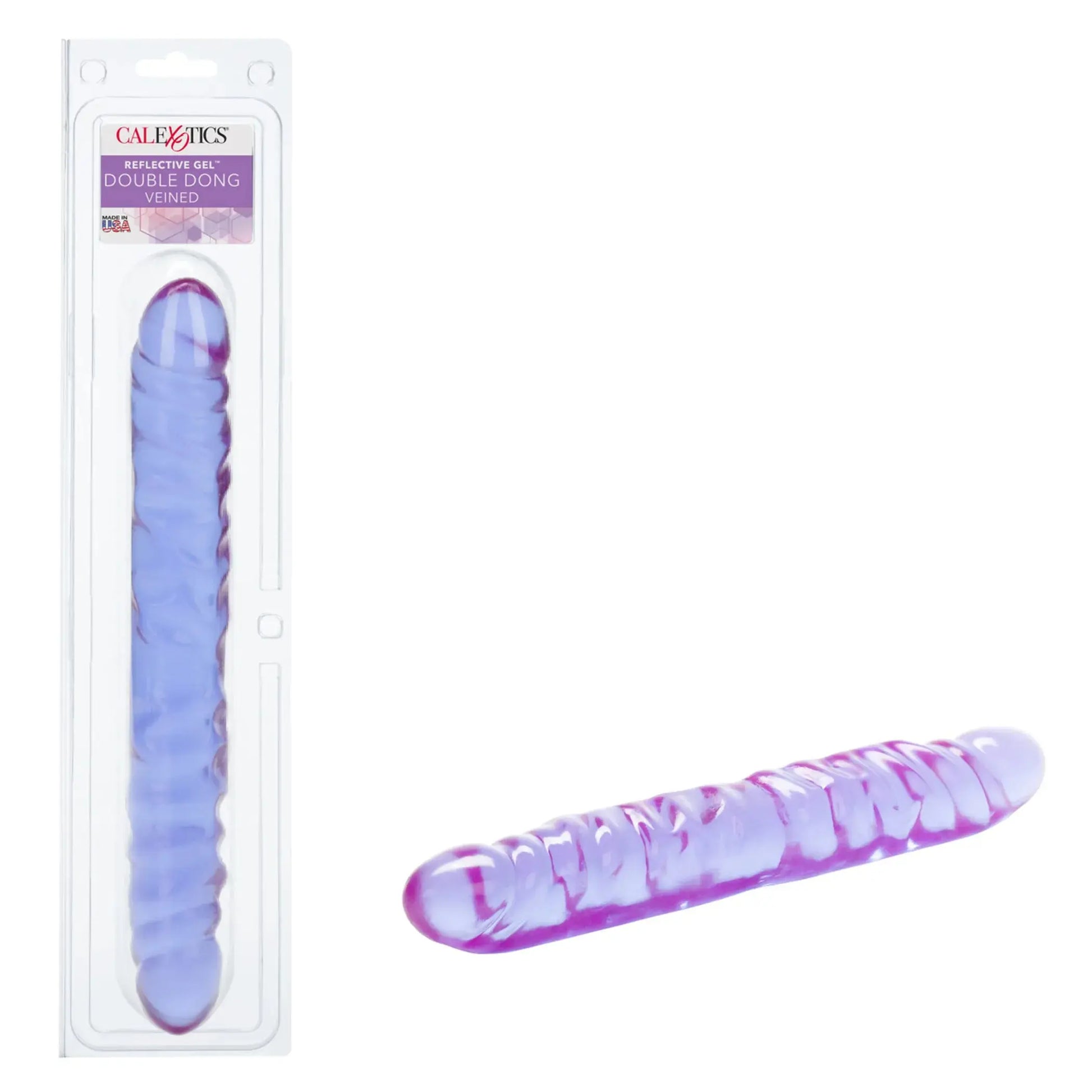 Reflective Gel Veined Double Dong 12in California Exotic Novelties