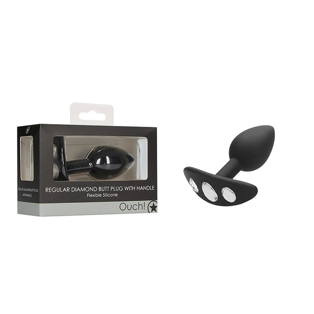 Regular Diamond Butt Plug With Handle Black Shots America