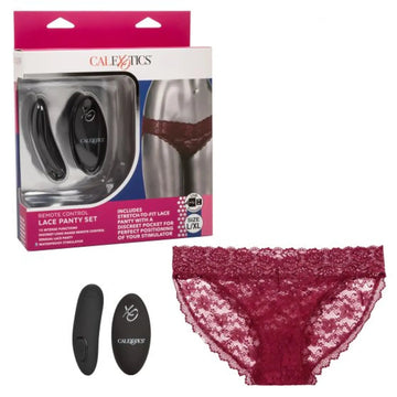 Remote Control Lace Panty Set Burgundy California Exotic Novelties