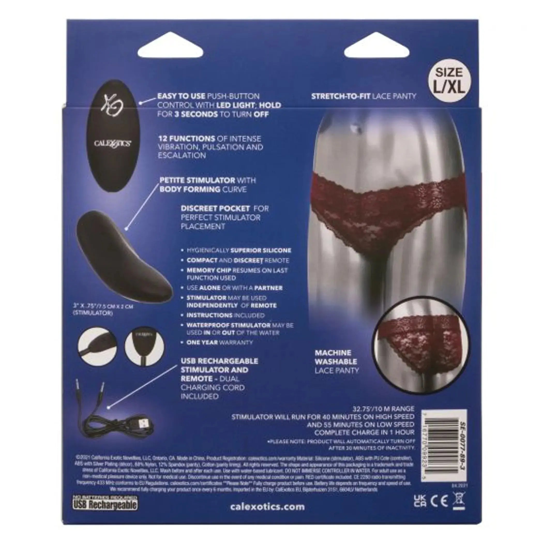 Remote Control Lace Panty Set Burgundy California Exotic Novelties