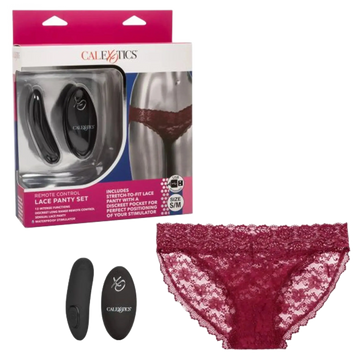 REMOTE CONTROL LACE PANTY SET BURGUNDY California Exotic Novelties