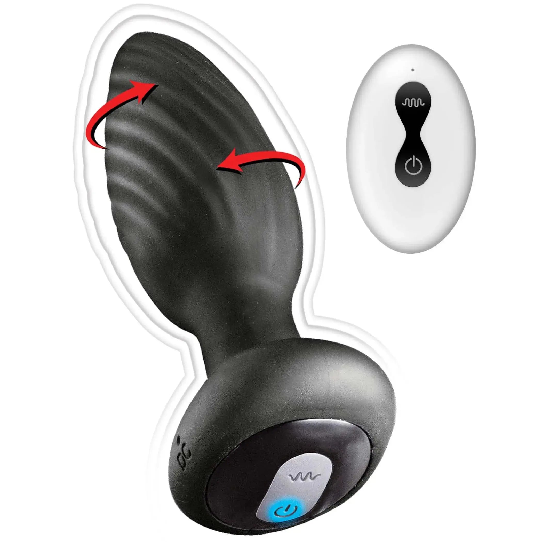 Remote Vibrating & Rotating Anal Plug - Black Nasstoys