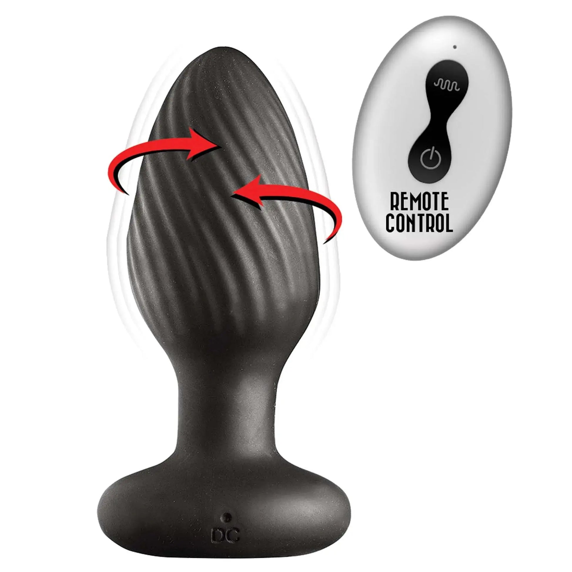 Remote Vibrating & Rotating Anal Plug - Black Nasstoys