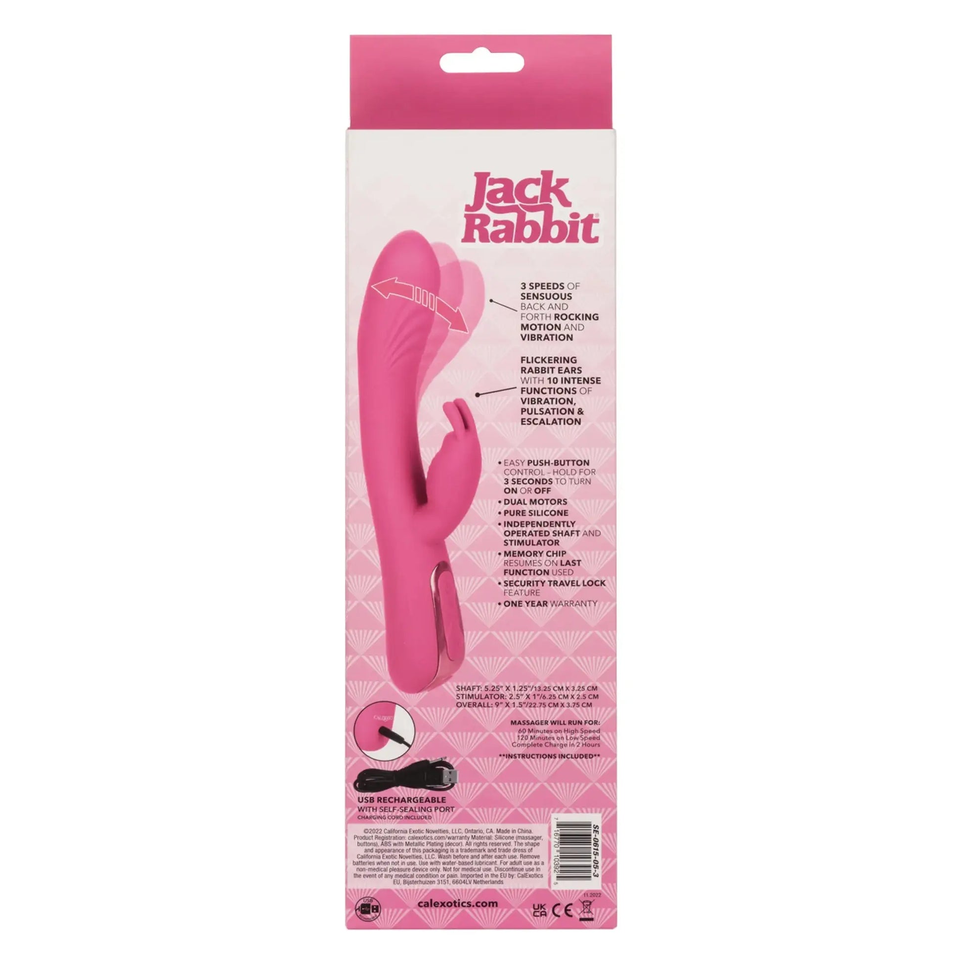 Rocking Rabbit Vibrator - Pink California Exotic Novelties