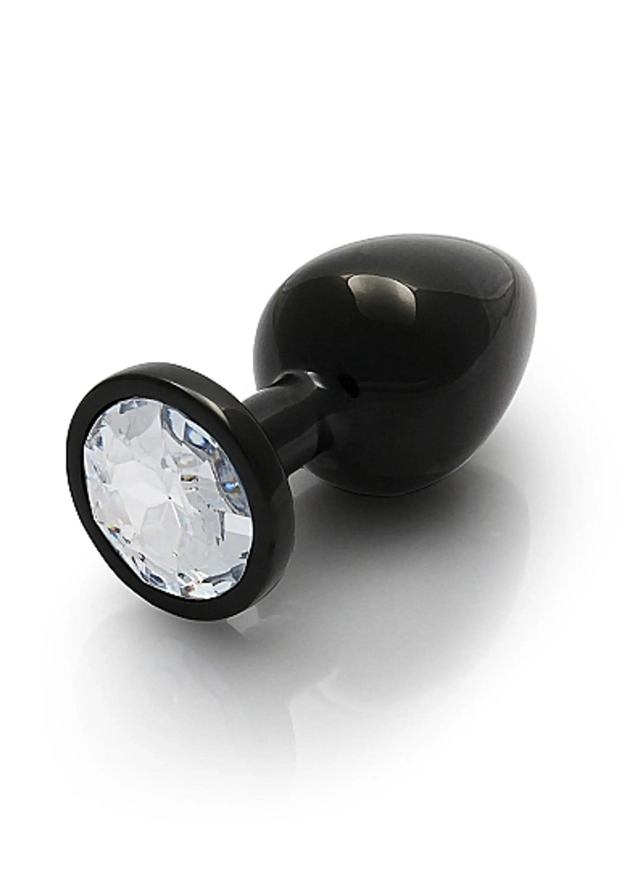 Round Gem Butt Plug Medium Gunmetal Diamond SHOTS AMERICA