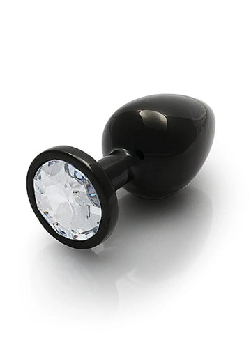 Round Gem Butt Plug Medium Gunmetal Diamond SHOTS AMERICA