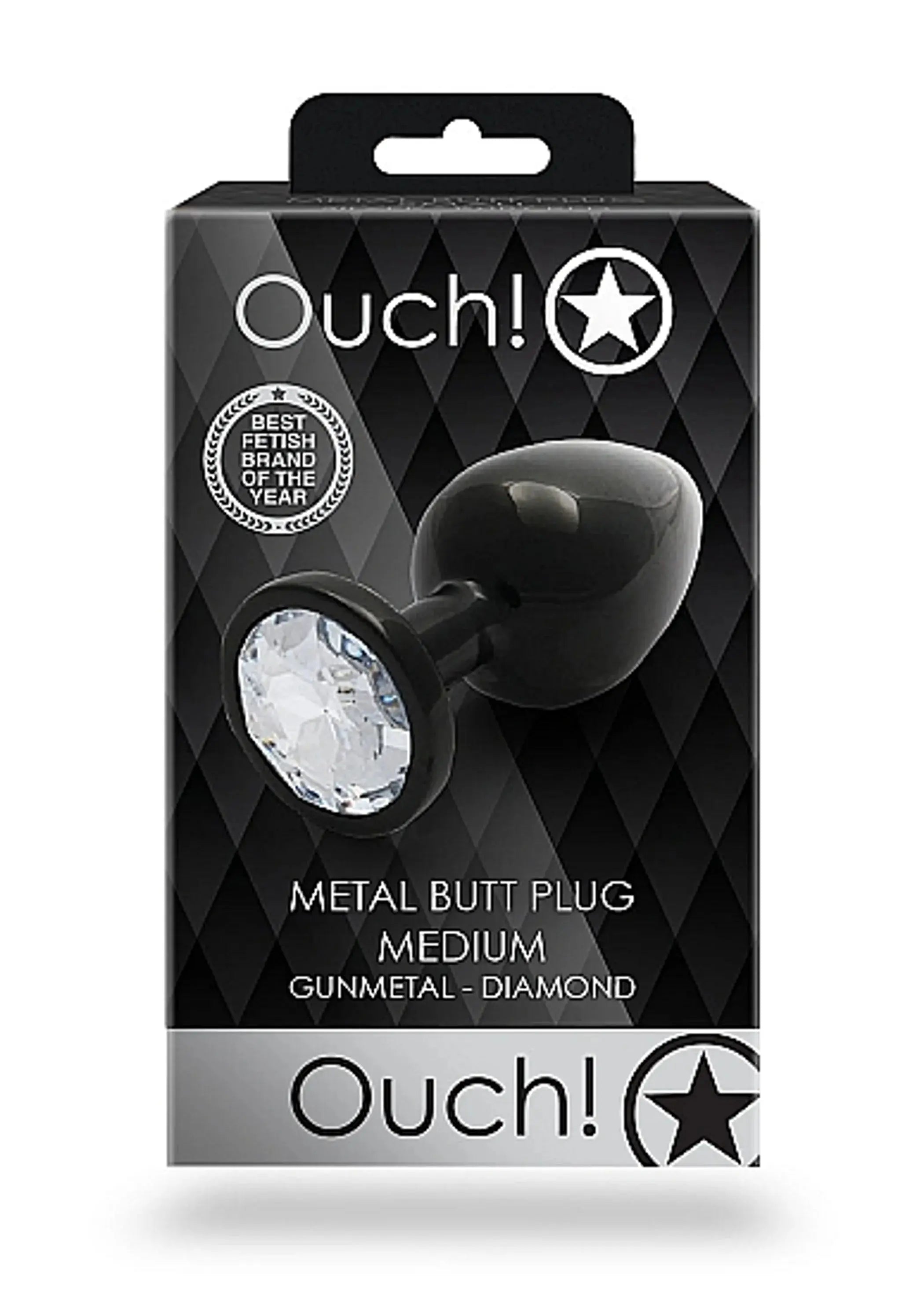 Round Gem Butt Plug Medium Gunmetal Diamond SHOTS AMERICA