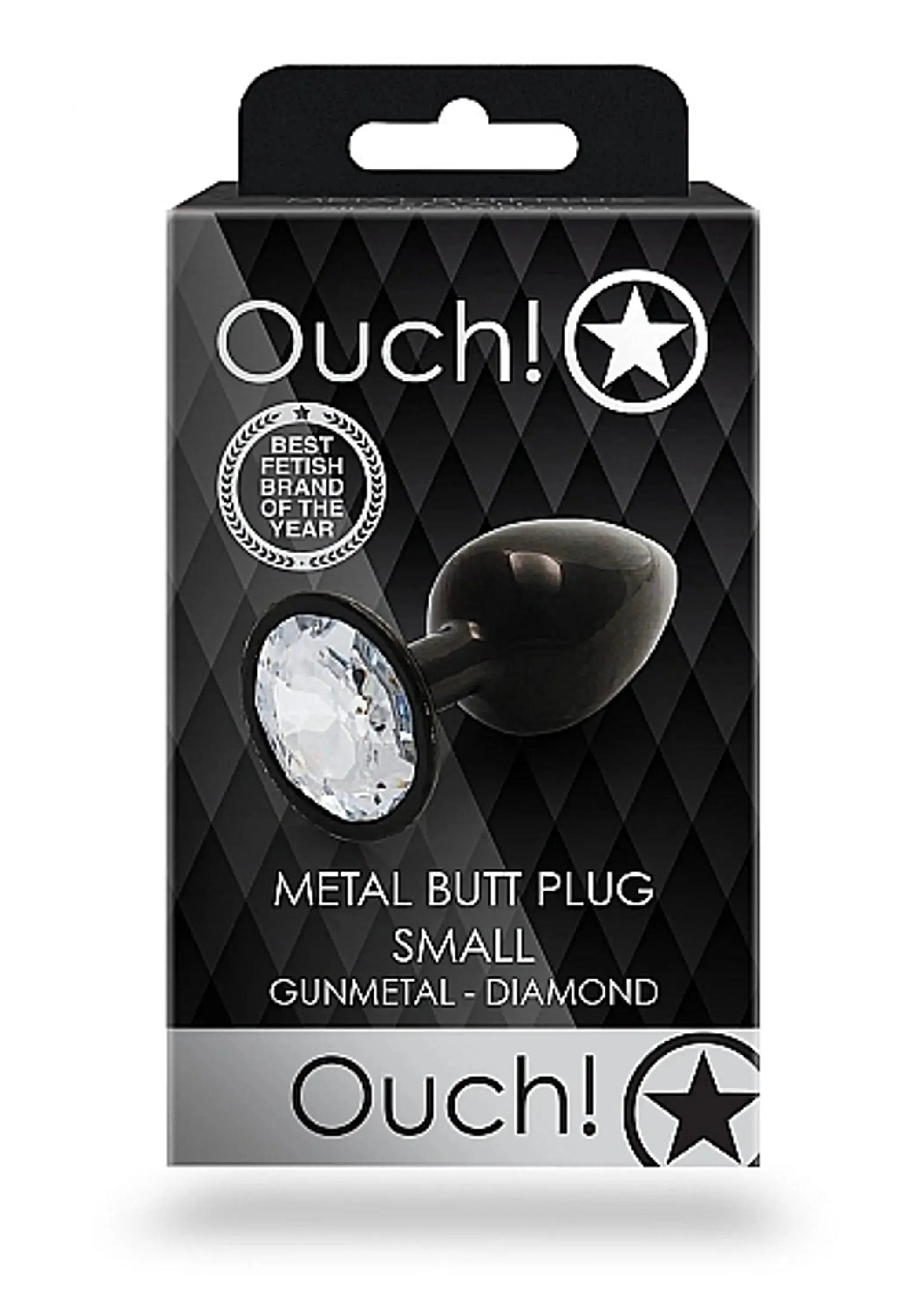 Round Gem Butt Plug Small Gunmetal Diamond SHOTS AMERICA