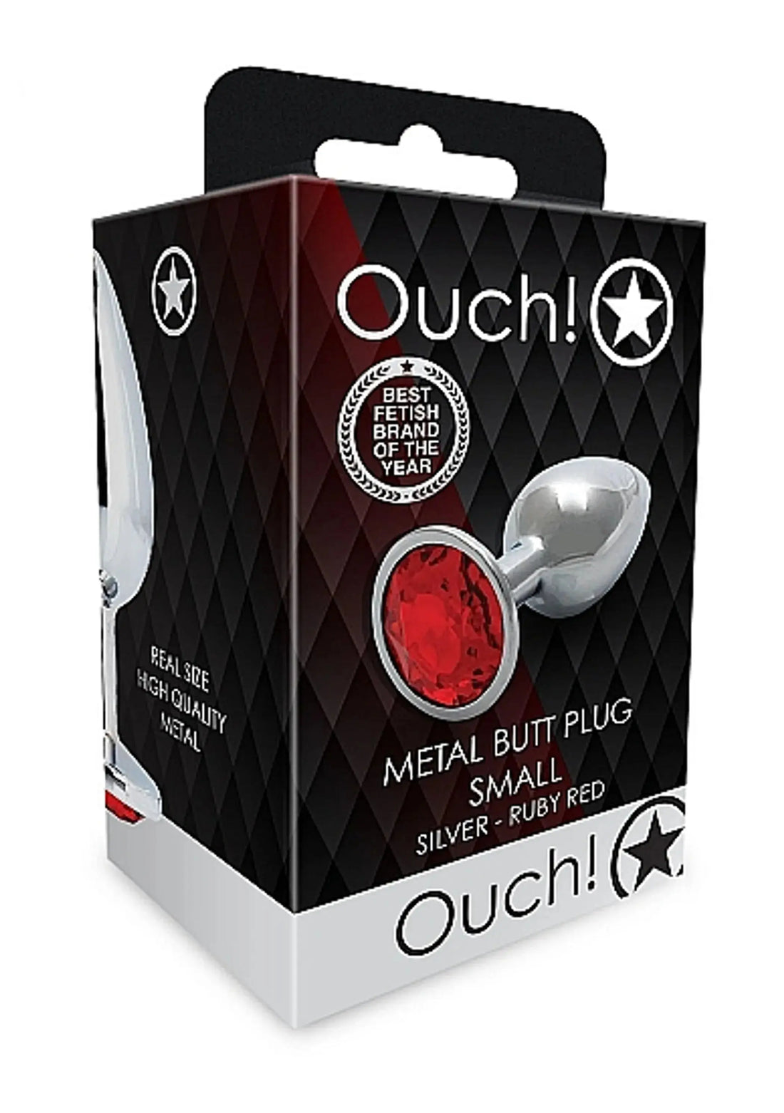 Round Gem Butt Plug Small Silver Ruby Red SHOTS AMERICA