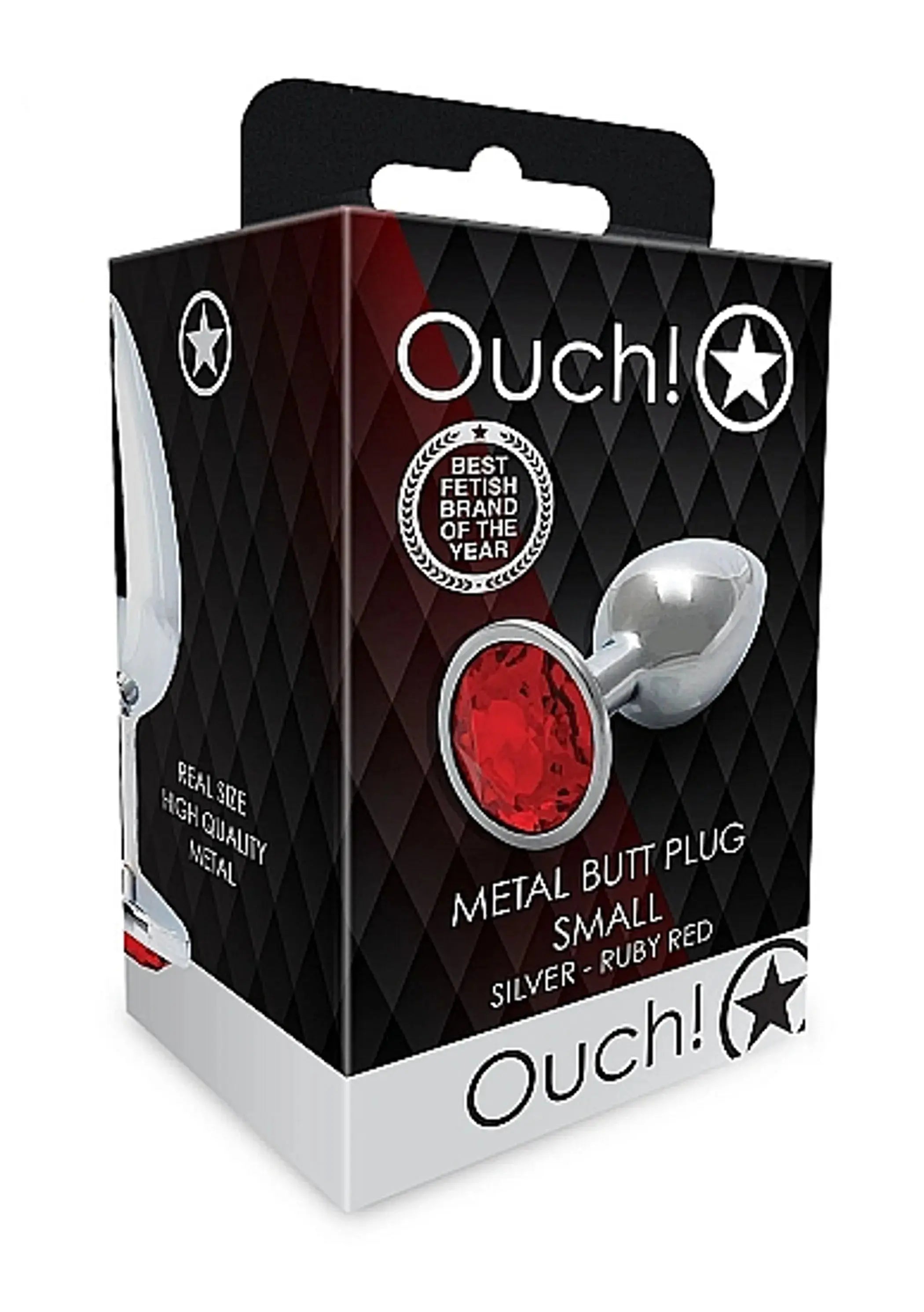 Round Gem Butt Plug Small Silver Ruby Red SHOTS AMERICA