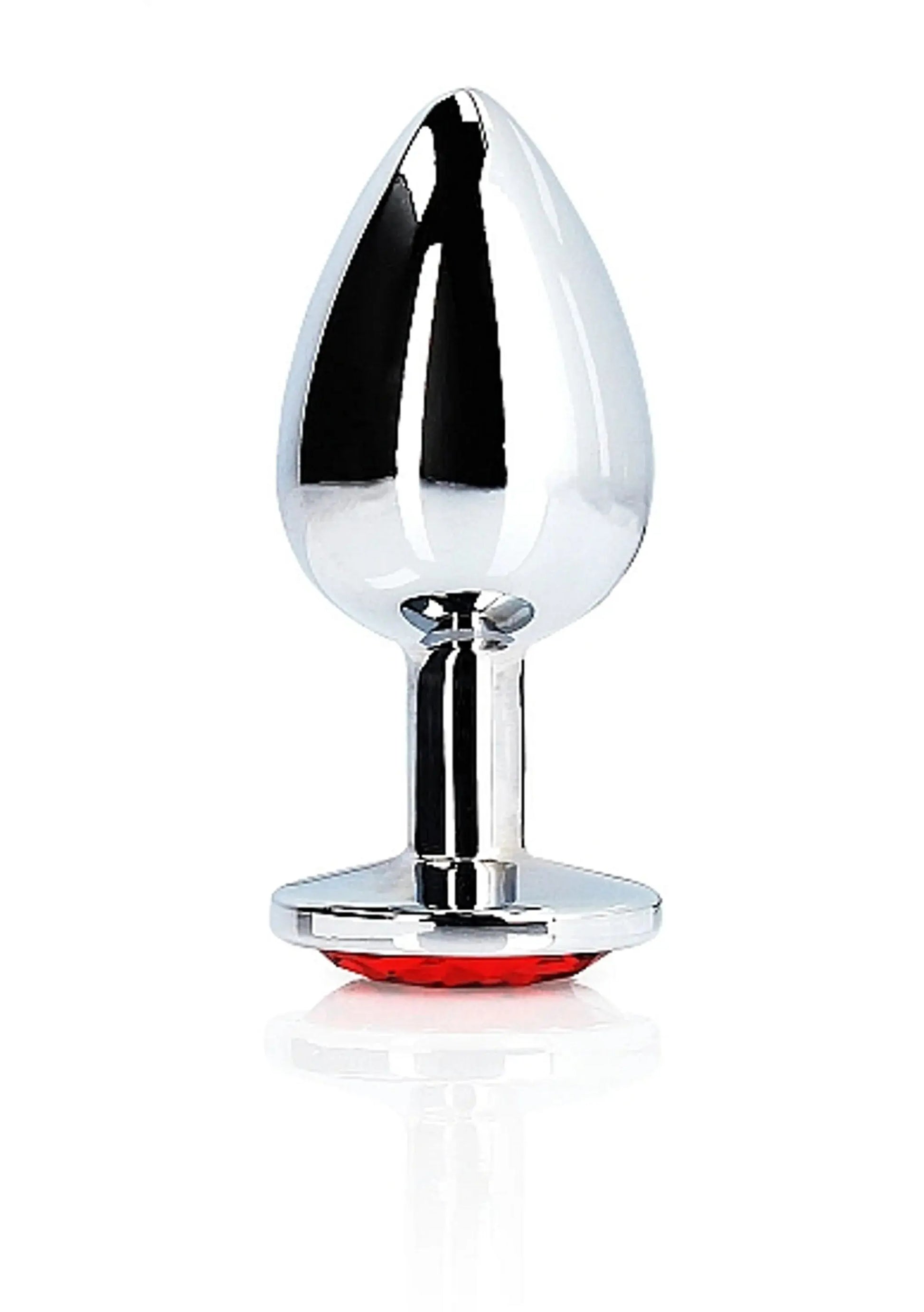 Round Gem Butt Plug Small Silver Ruby Red SHOTS AMERICA
