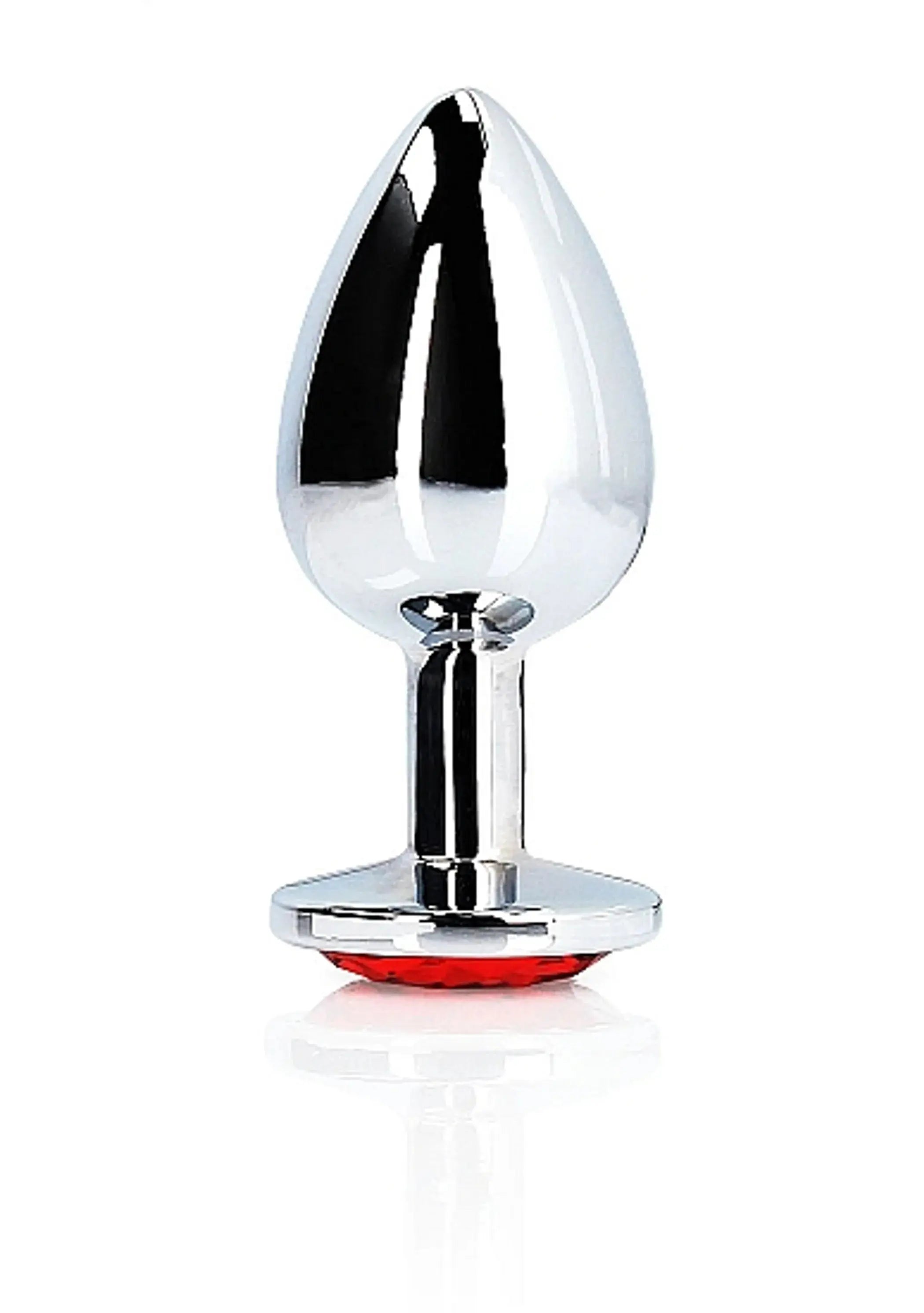 Round Gem Butt Plug Small Silver Ruby Red SHOTS AMERICA