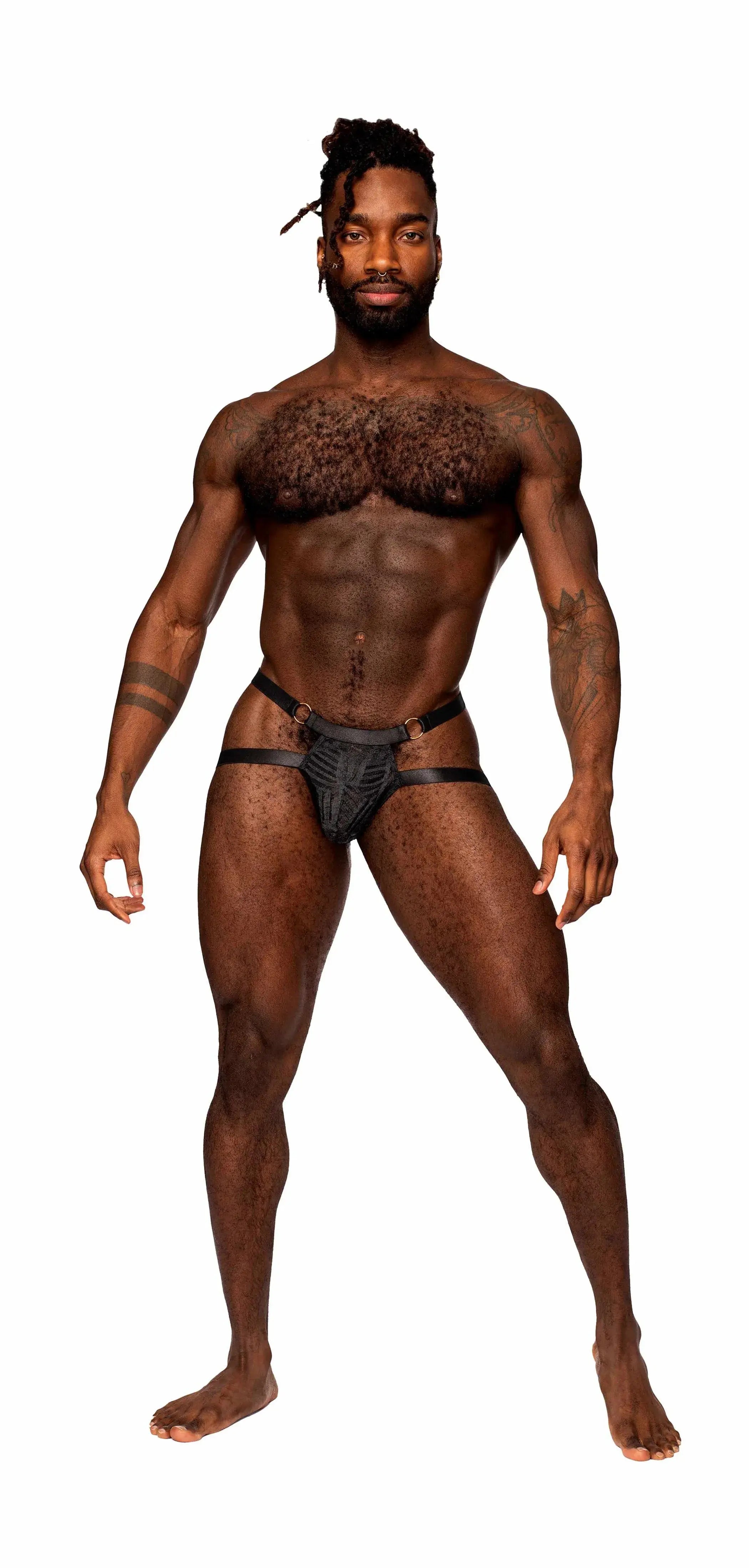 Rude Awakening Ring Jock Black L/XL Male Power Lingerie