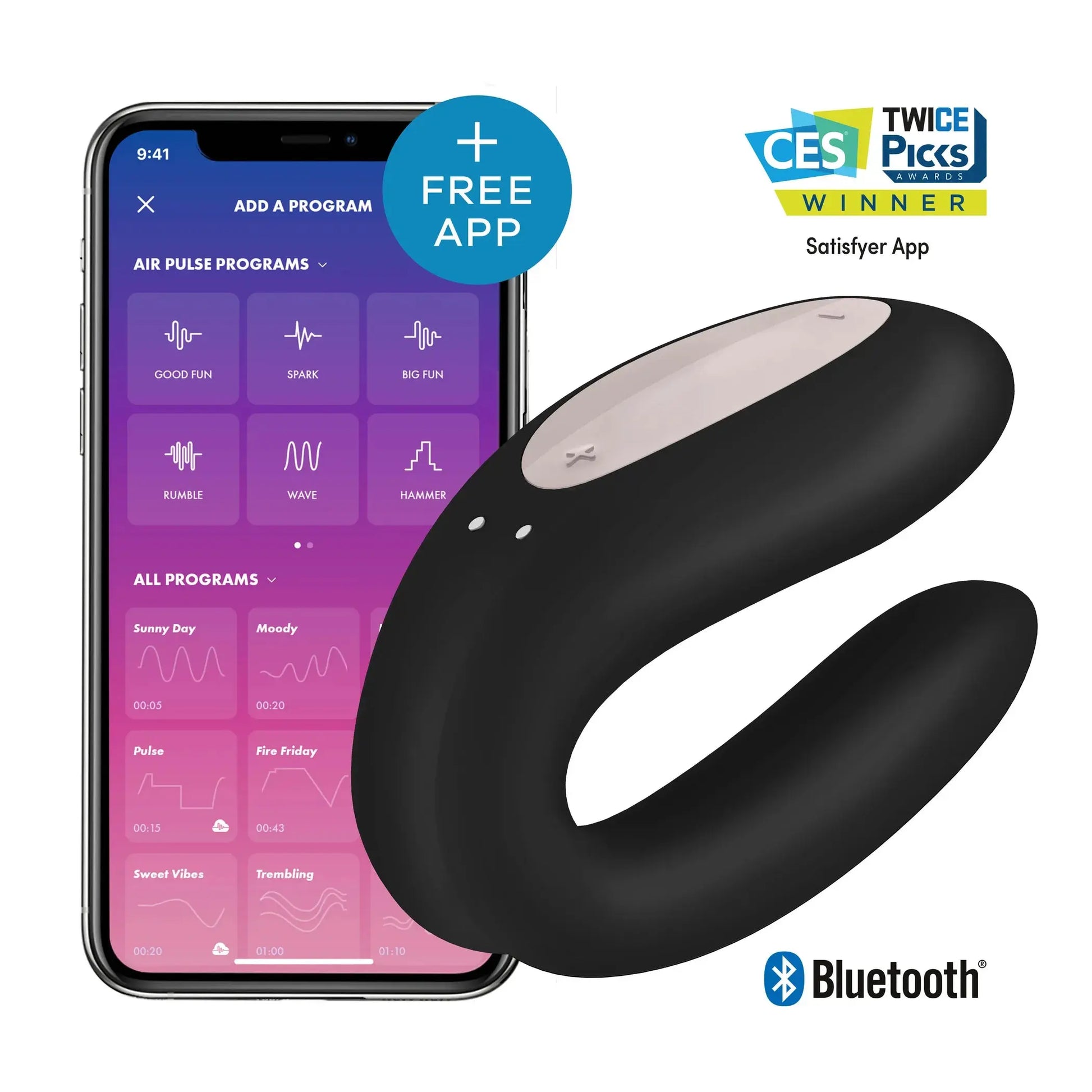 SATISFYER DOUBLE JOY BLACK W/ APP (NET) Satisfyer