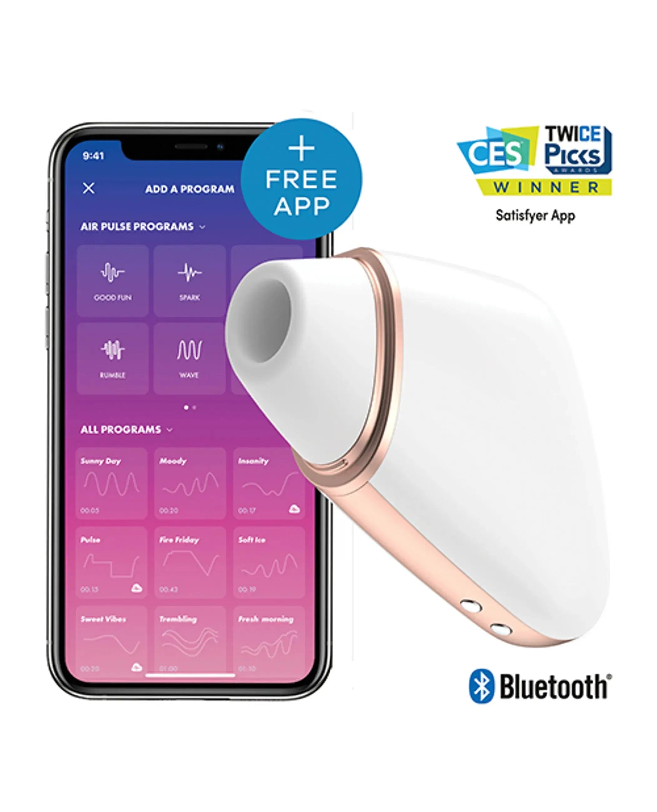 SATISFYER LOVE TRIANGLE WHITE W/ APP (NET) Satisfyer