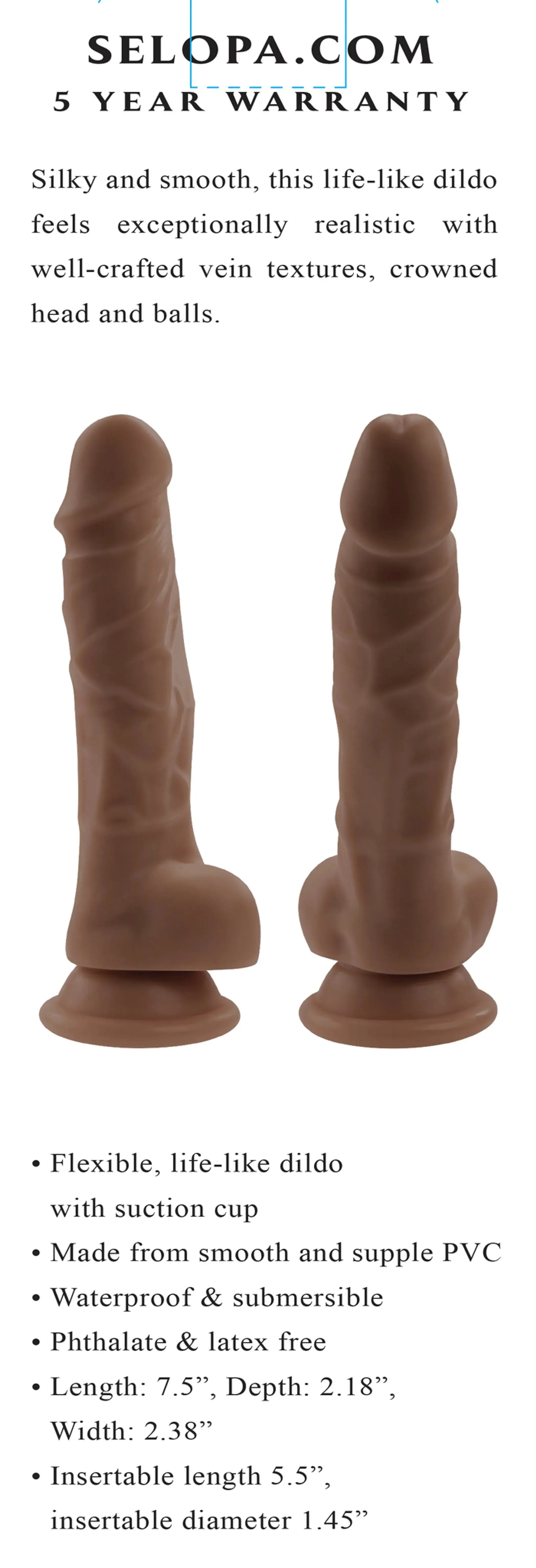 SELOPA 6 IN DILDO DARK Evolved Novelties