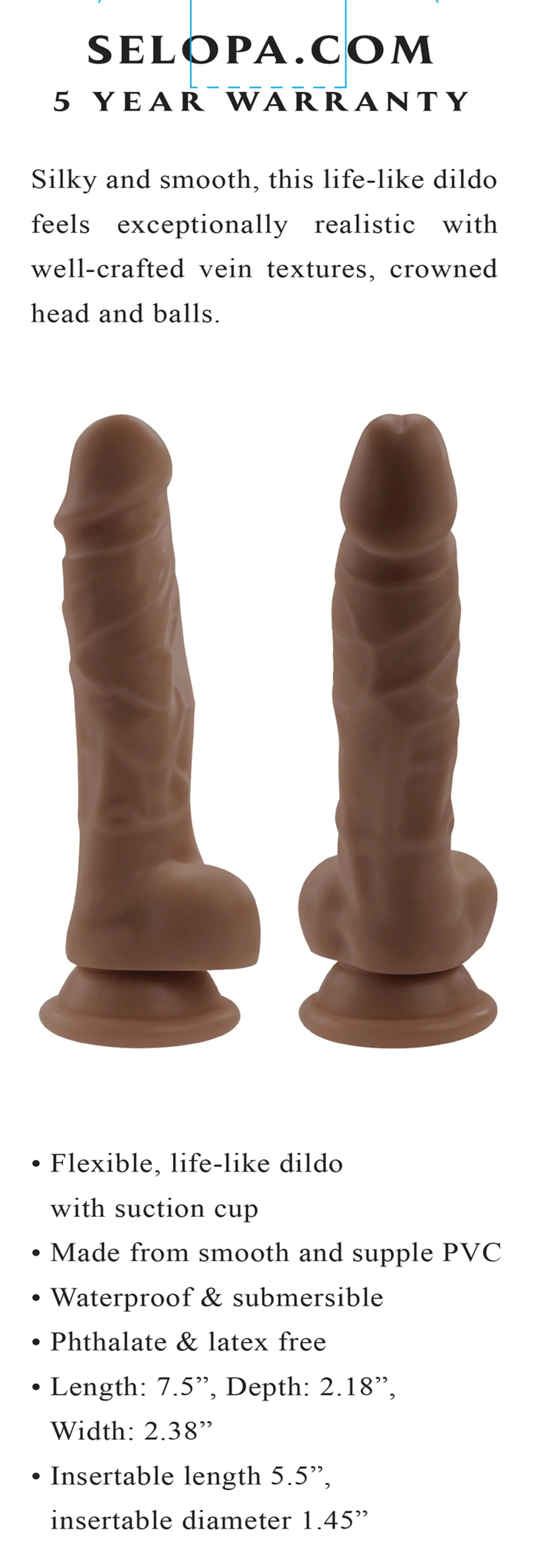 SELOPA 6 IN DILDO DARK Evolved Novelties