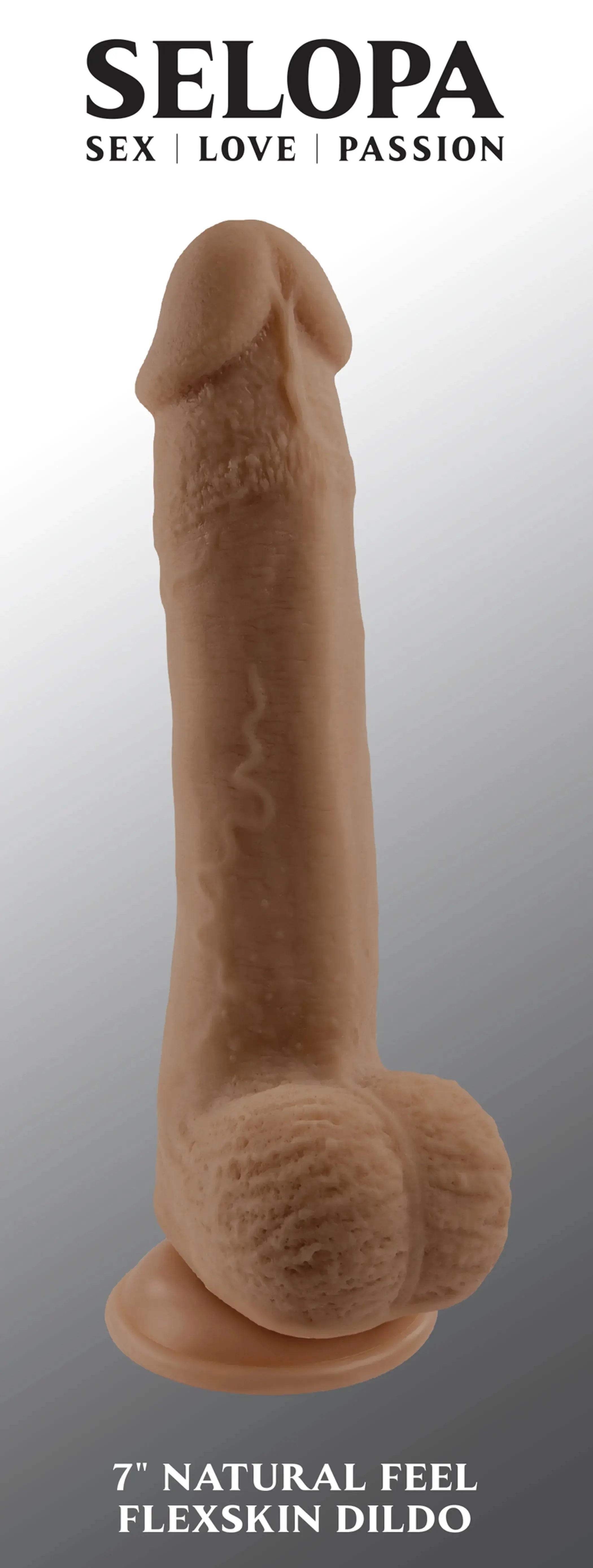 SELOPA 7 IN NATURAL FEEL FLEXSKIN DILDO DARK Evolved Novelties