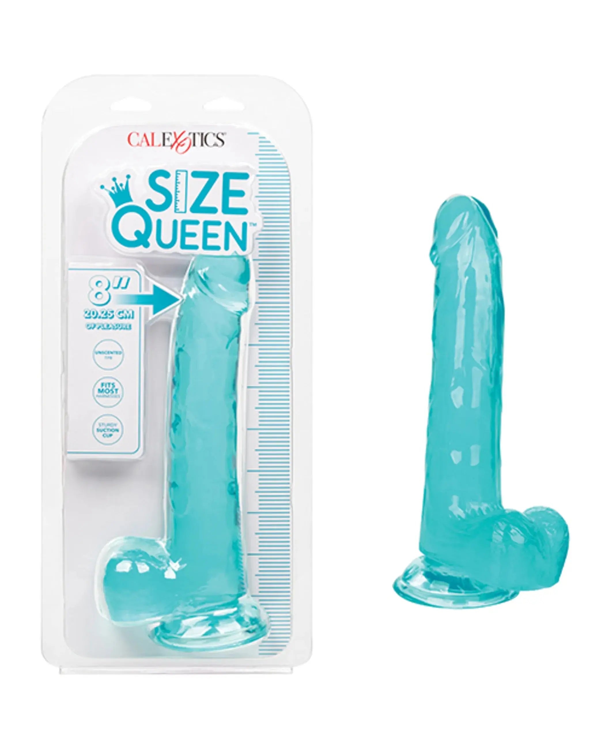 SIZE QUEEN 8IN BLUE California Exotic Novelties
