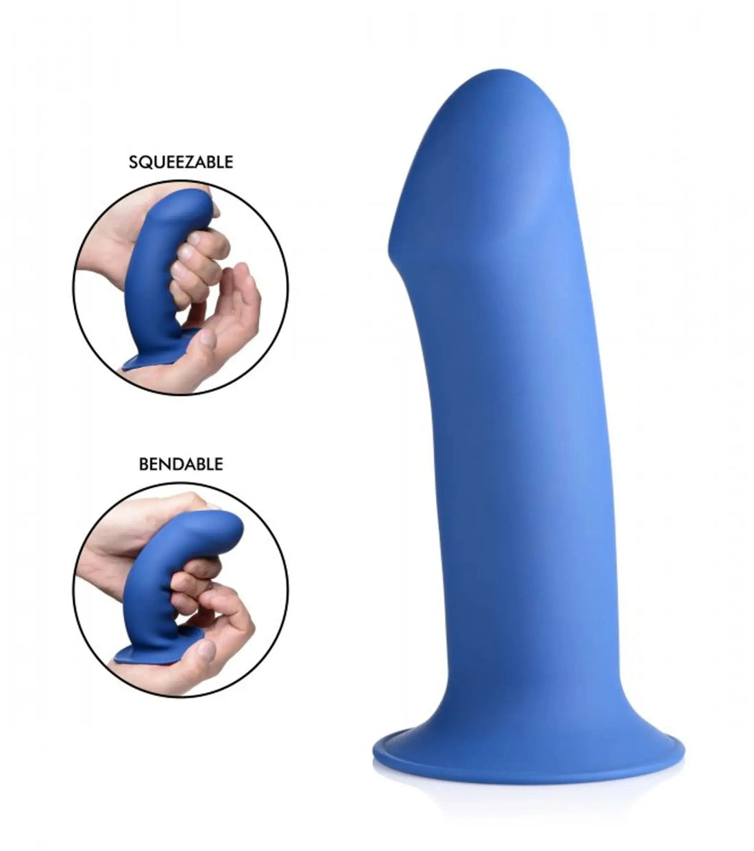 SQUEEZE-IT SQUEEZABLE THICK PHALLIC DILDO- BLUE XR Brands