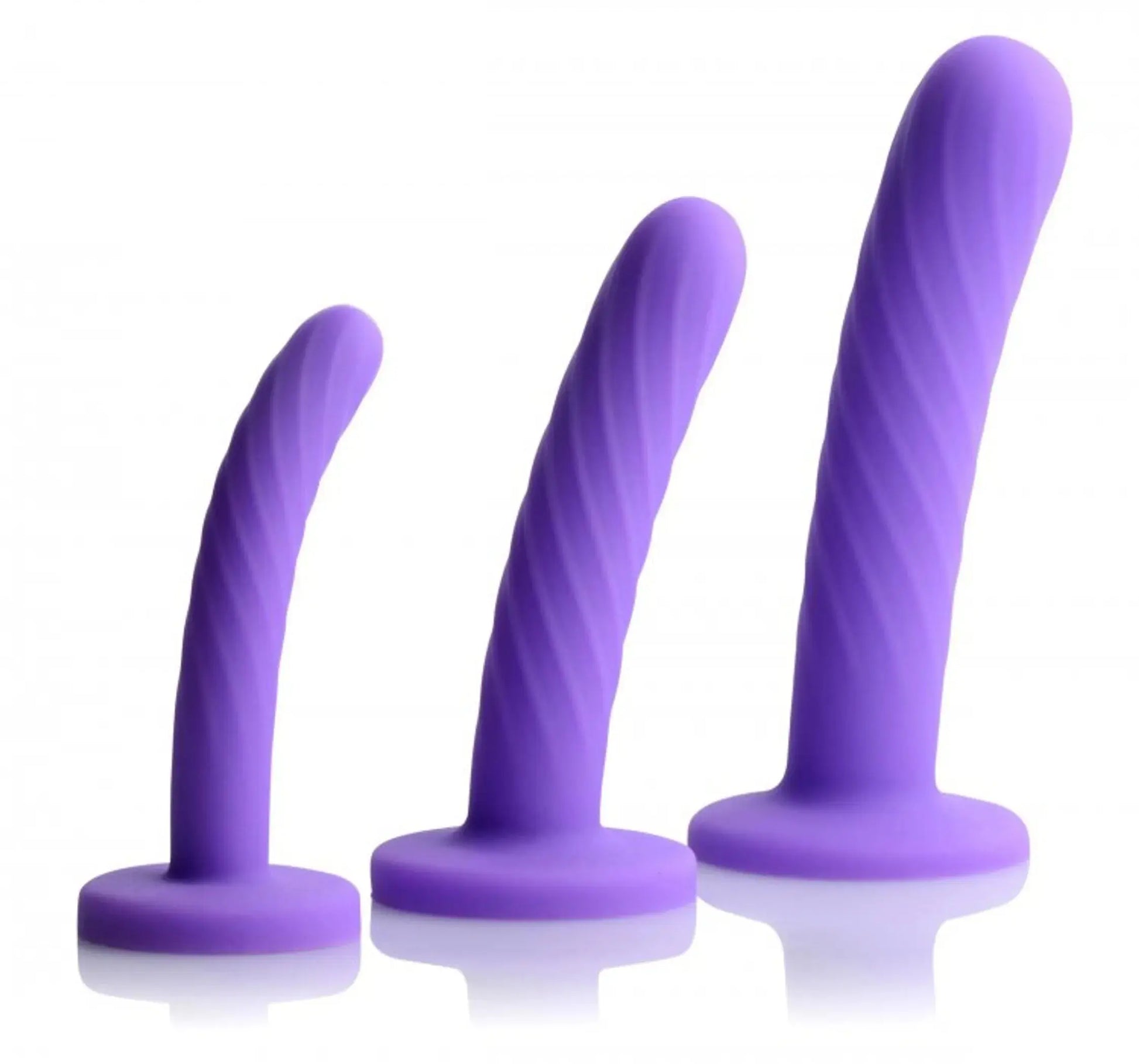 STRAP U TRI PLAY 3 PC SILICONE DILDO SET PURPLE XR Brands