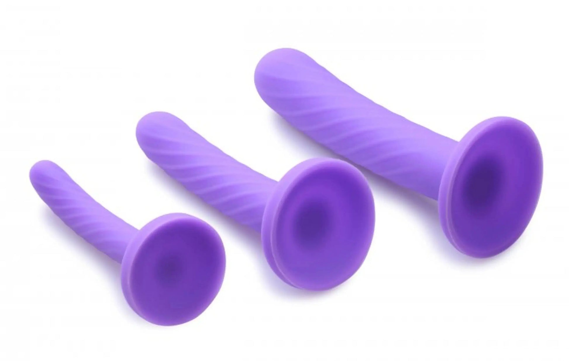 STRAP U TRI PLAY 3 PC SILICONE DILDO SET PURPLE XR Brands