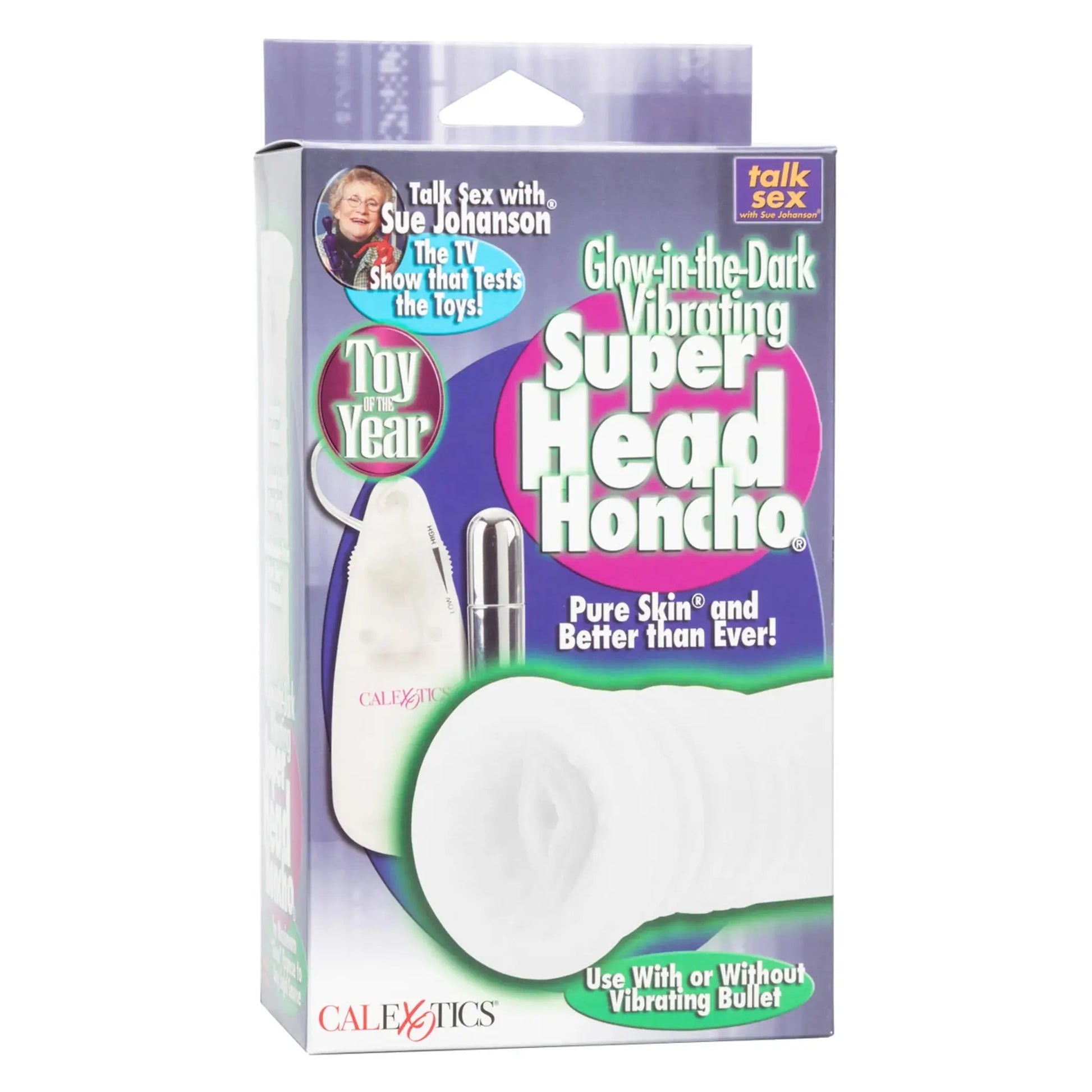 SUE JOHANSON SUPER HEAD HONCHO WHITE GLOW IN THE DARK California Exotic Novelties
