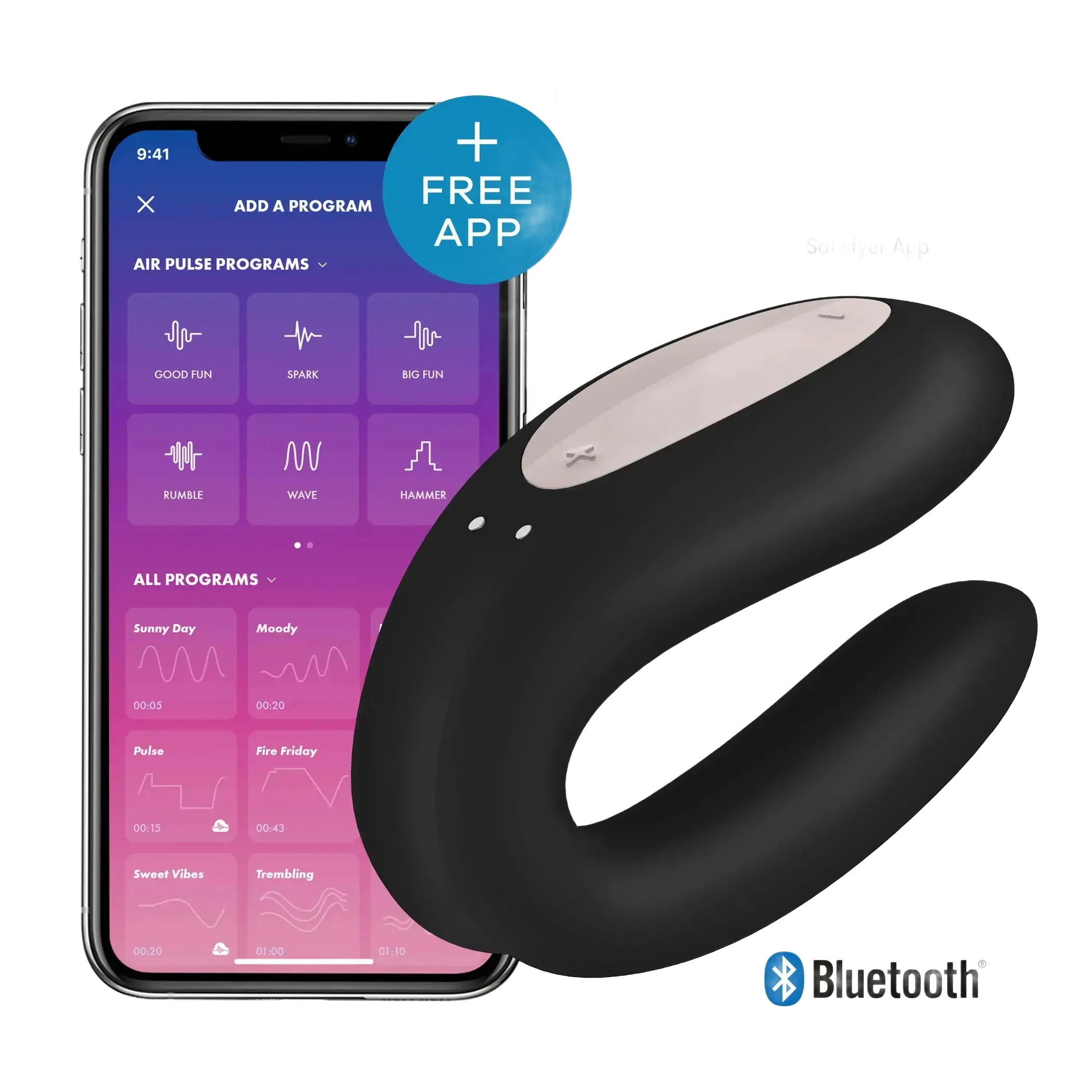 SATISFYER DOUBLE JOY BLACK W/ APP (NET) Satisfyer
