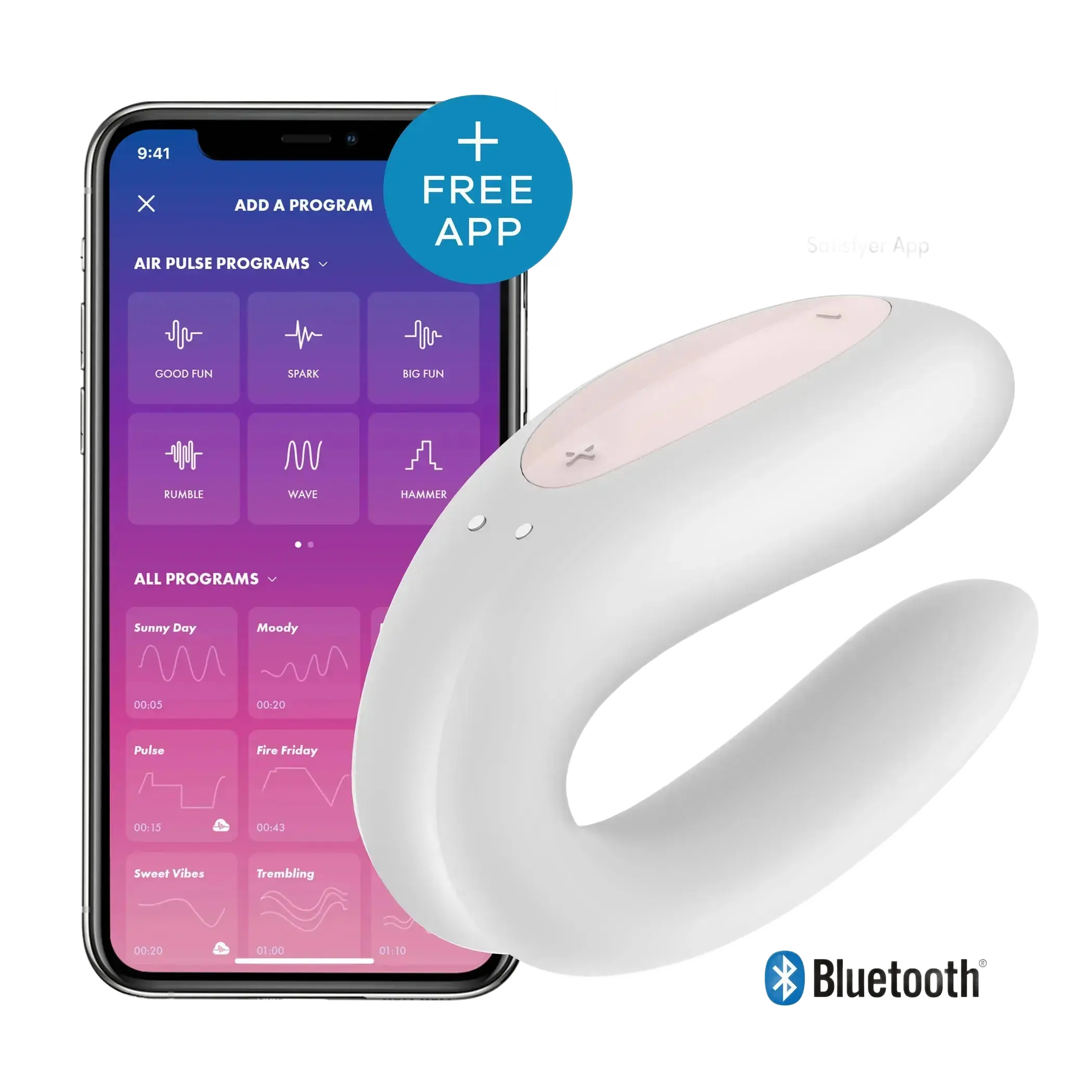 SATISFYER DOUBLE JOY WHITE W/ APP (NET) Satisfyer