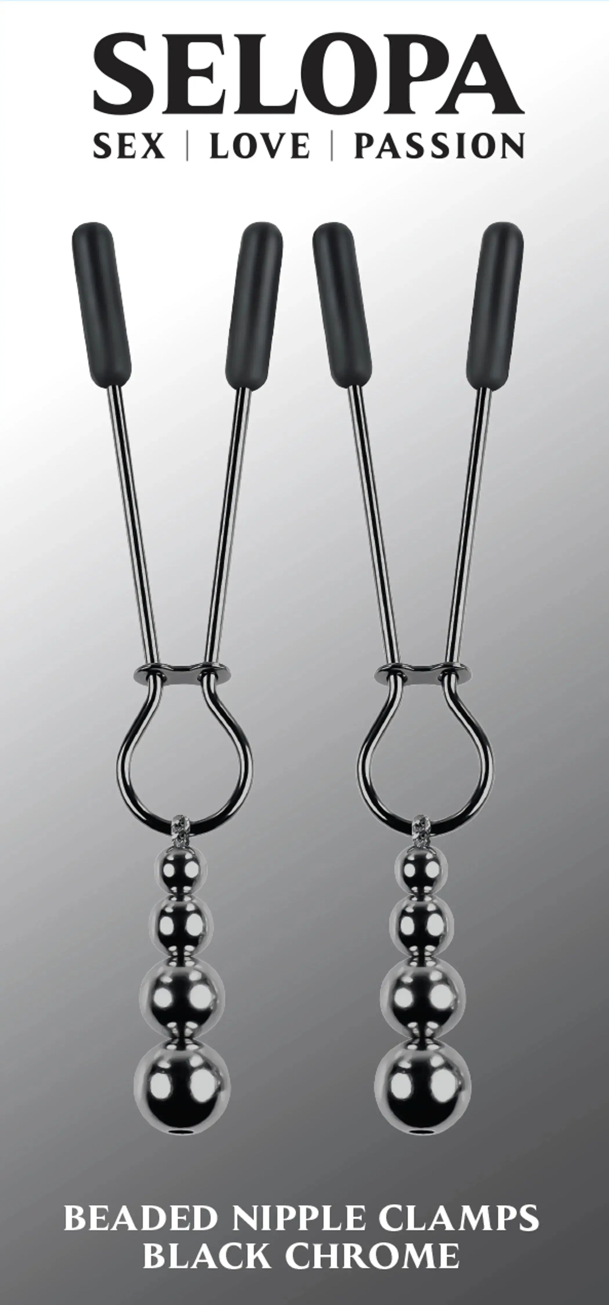 Selopa Beaded Nipple Clamps Black Chrome Evolved Novelties