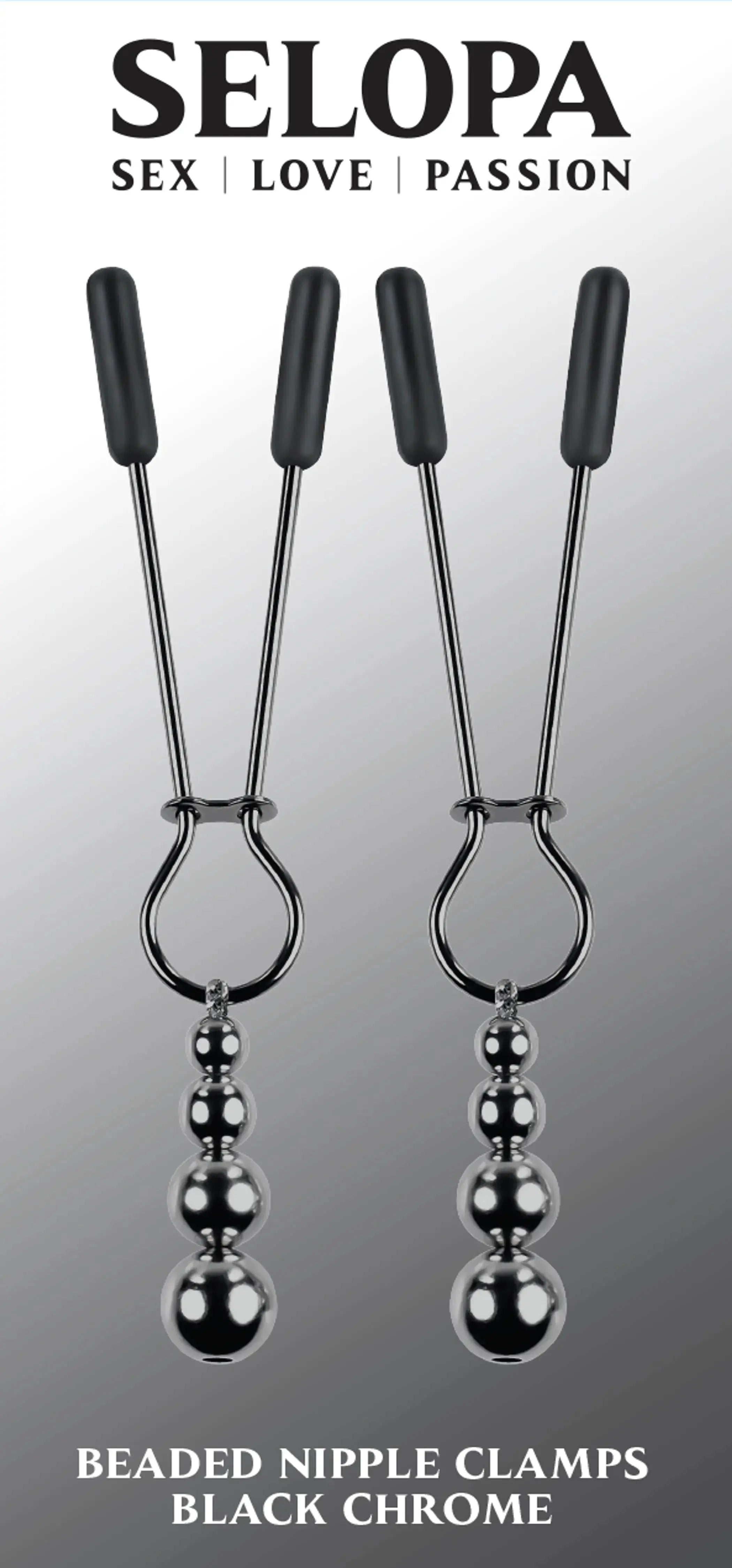 Selopa Beaded Nipple Clamps Black Chrome Evolved Novelties
