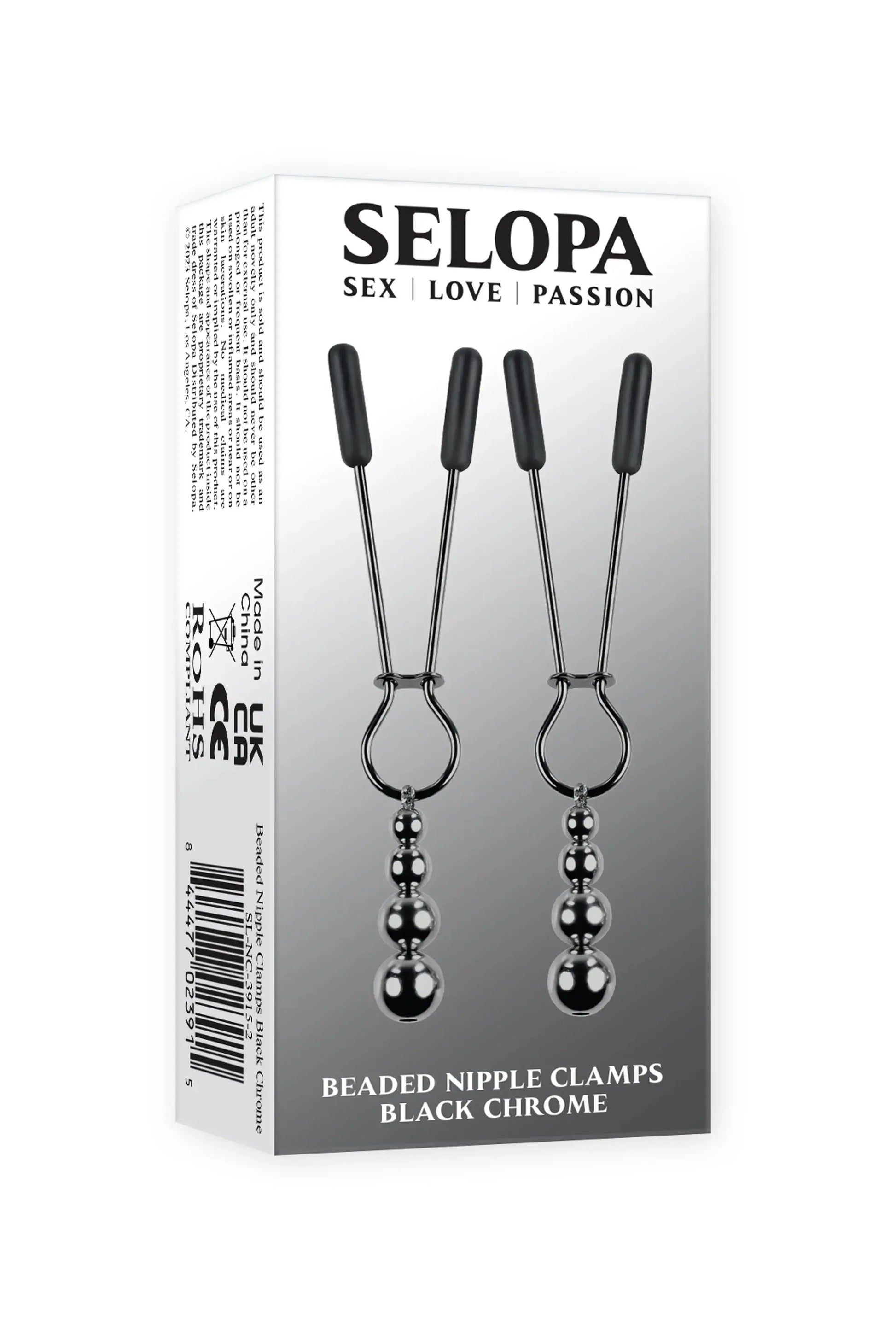 Selopa Beaded Nipple Clamps Black Chrome Evolved Novelties