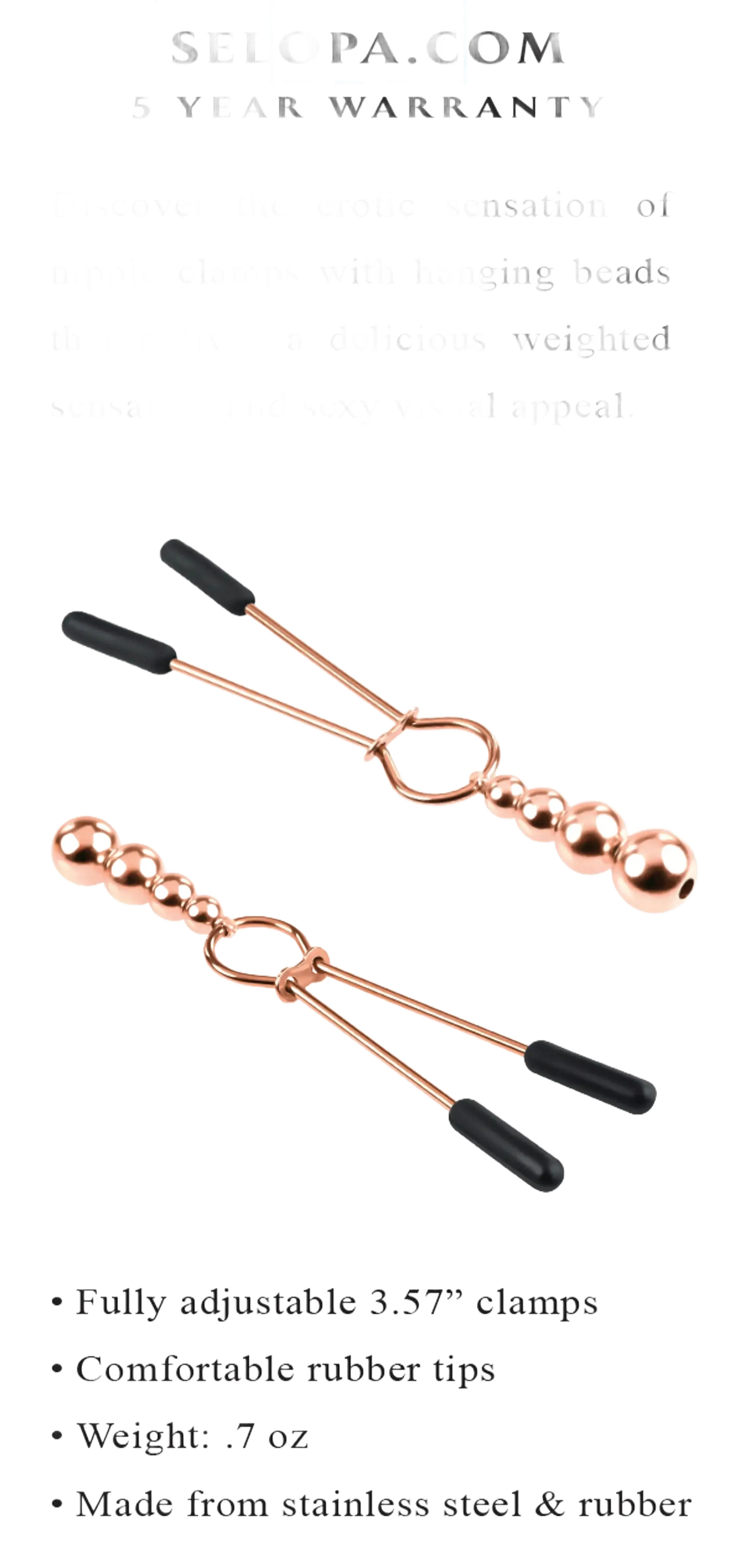 SELOPA BEADED NIPPLE CLAMPS ROSE GOLD Evolved Novelties