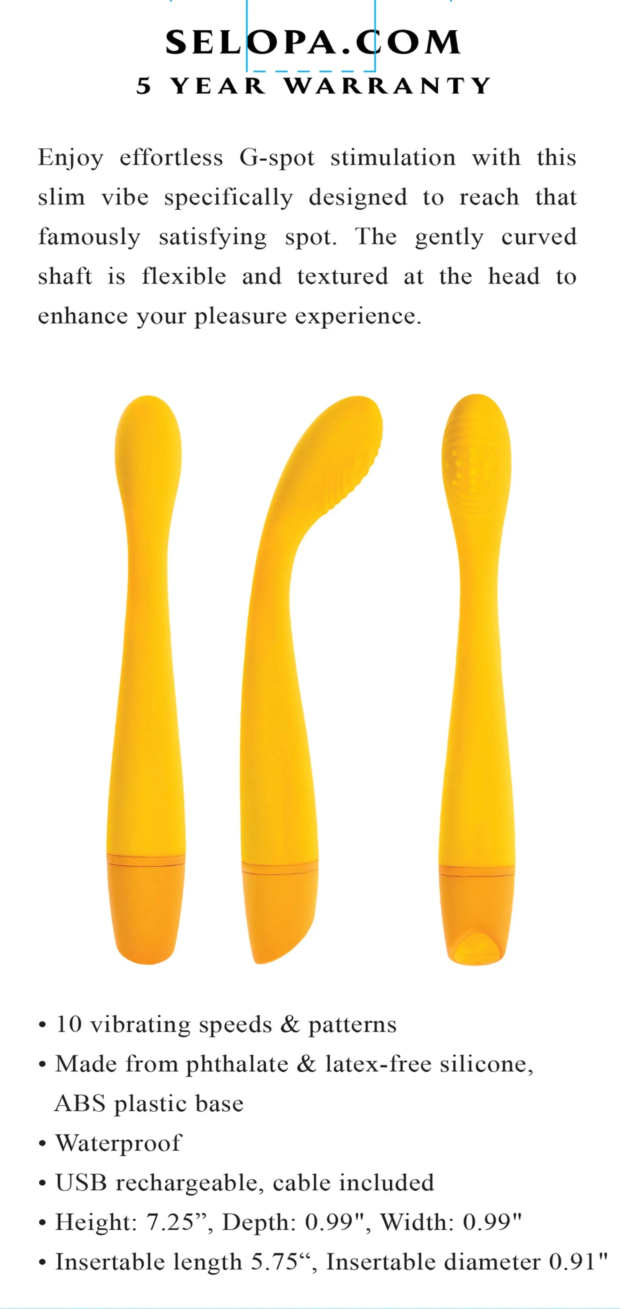 Selopa Lemon Squeeze Slim G-Spot Vibrator Evolved Novelties